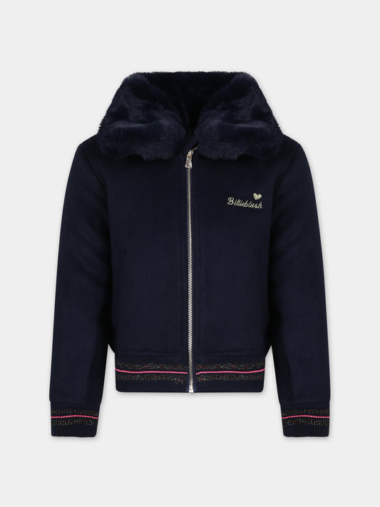 Giubbotto blu per bambina con unicorno e logo,Billieblush,U16324 85T