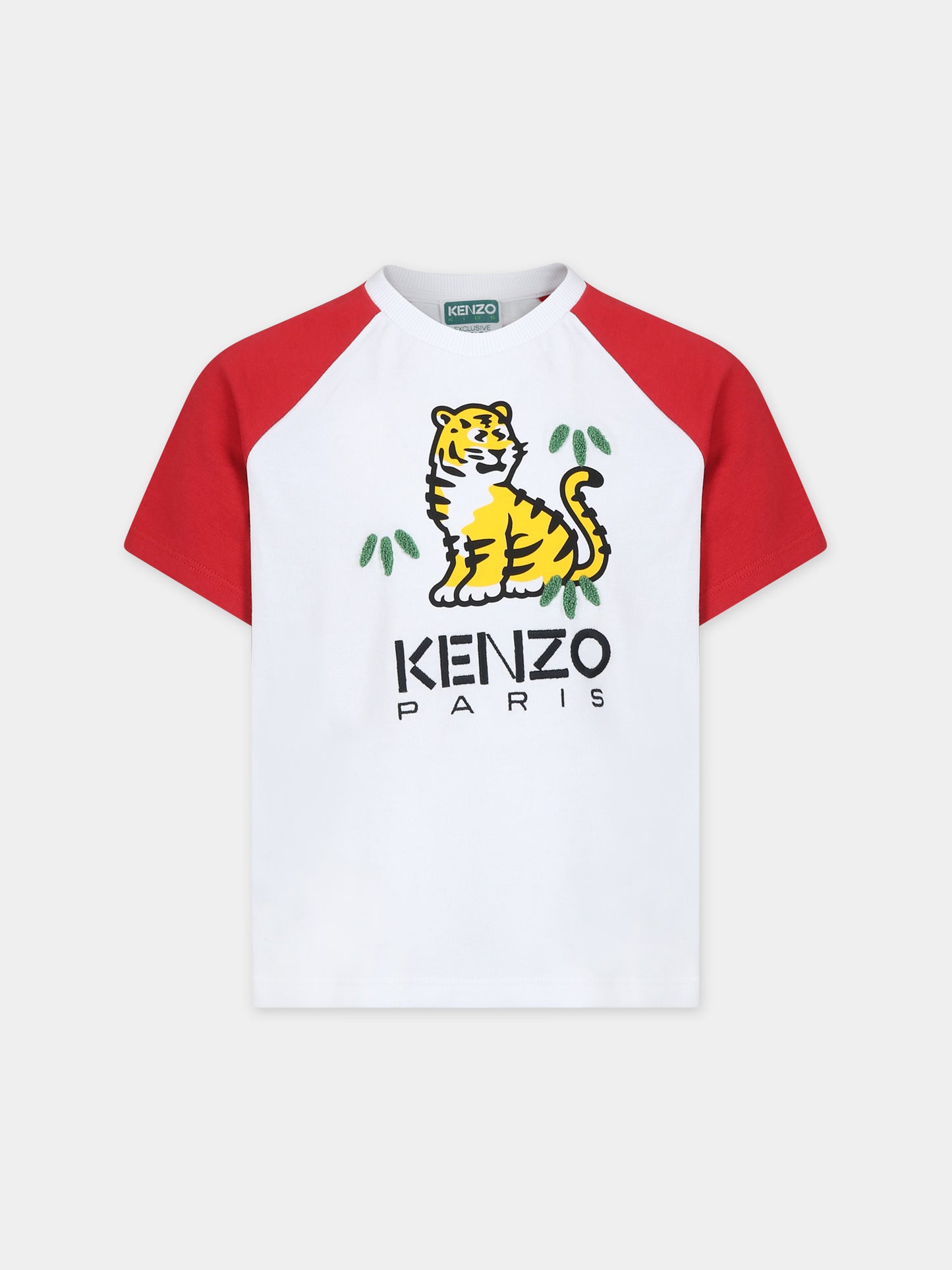 T-shirt bianca per bambino con tigre Kotora,Kenzo Kids,K15614 10P
