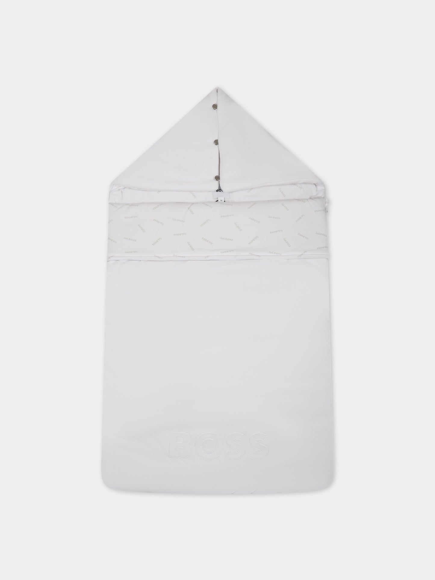 Sacco nanna bianco per neonato con logo,Hugo Boss,J90267 10B