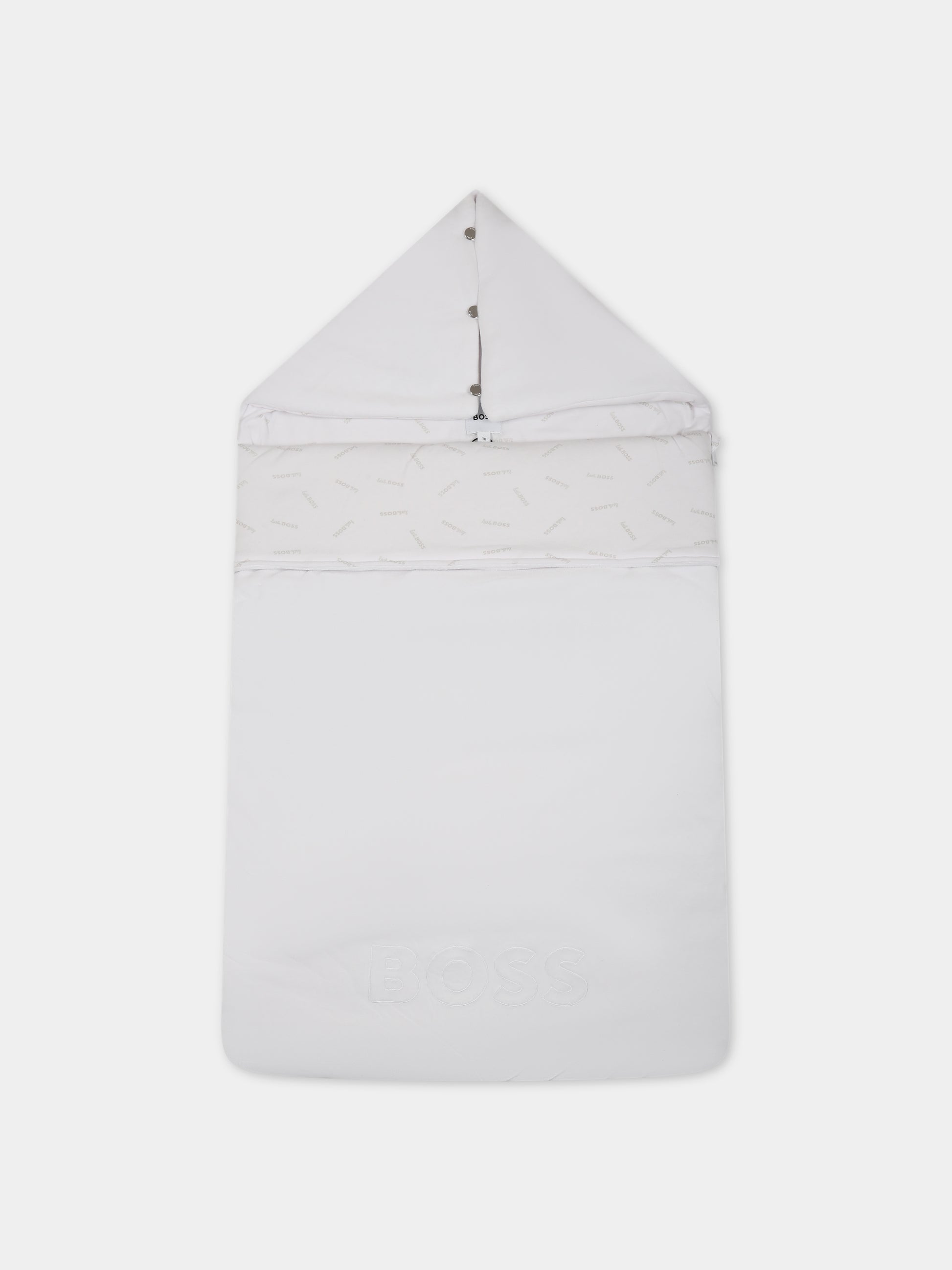 Sacco nanna bianco per neonato con logo,Hugo Boss,J90267 10B