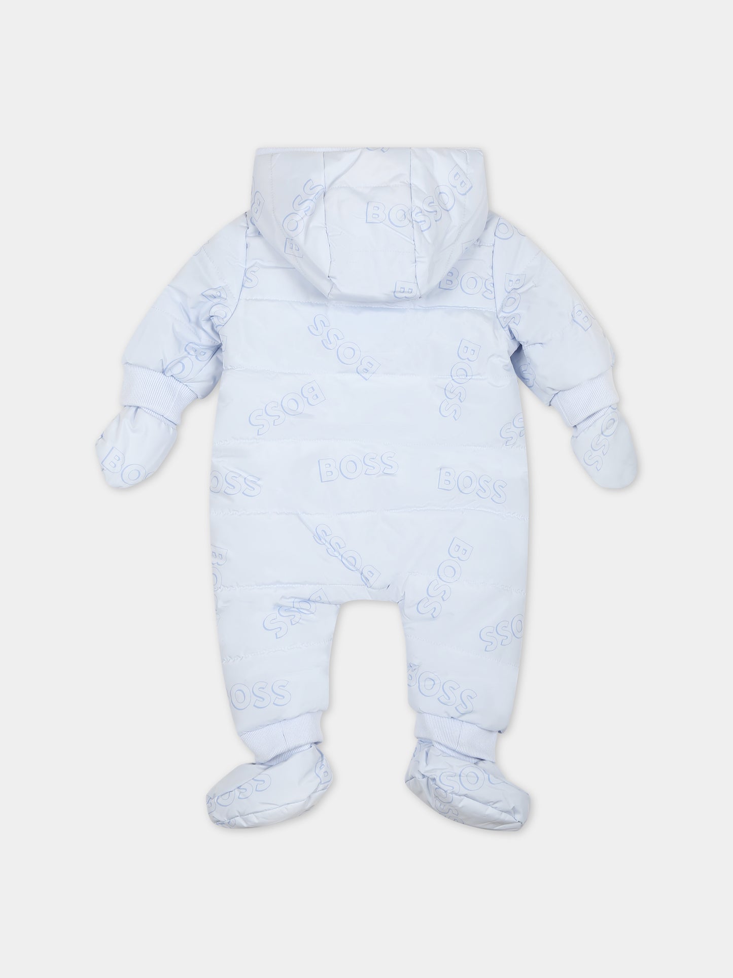 Piumino celeste per neonato con logo,Hugo Boss,J96100 771