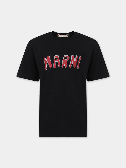 T-shirt blu per bambini con logo,Marni Kids,M00921 0M900