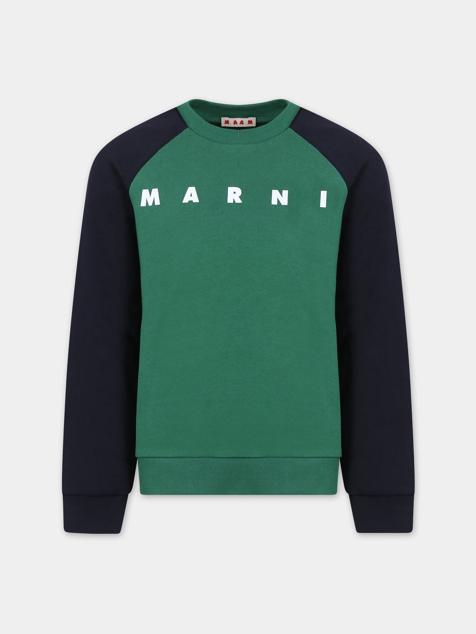 Felpa verde per bambini con logo,Marni Kids,M00818 0M523