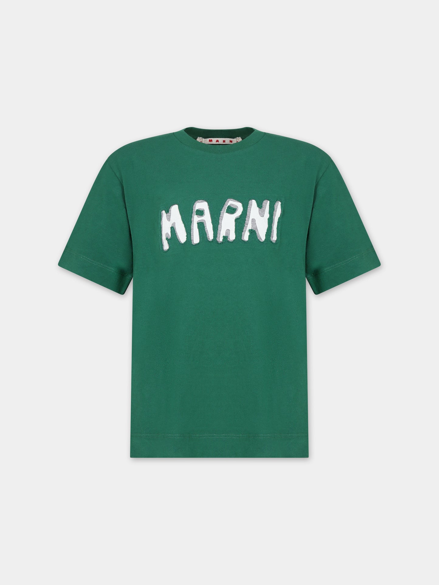 T-shirt verde per bambini con logo,Marni Kids,M00921 0M523