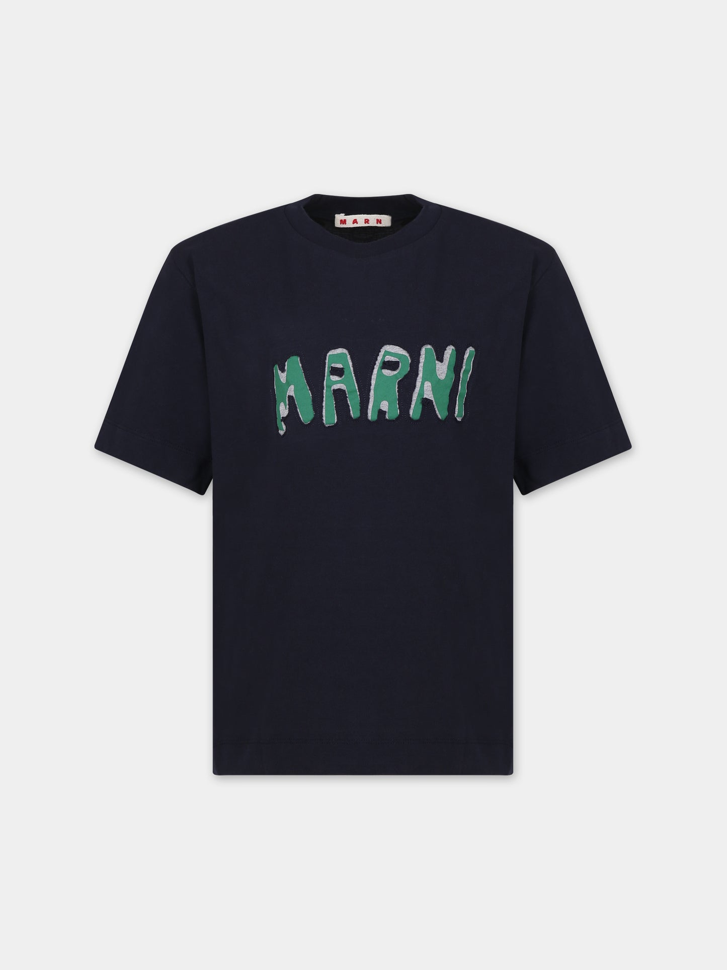 T-shirt blu per bambini con logo,Marni Kids,M00921 0M803