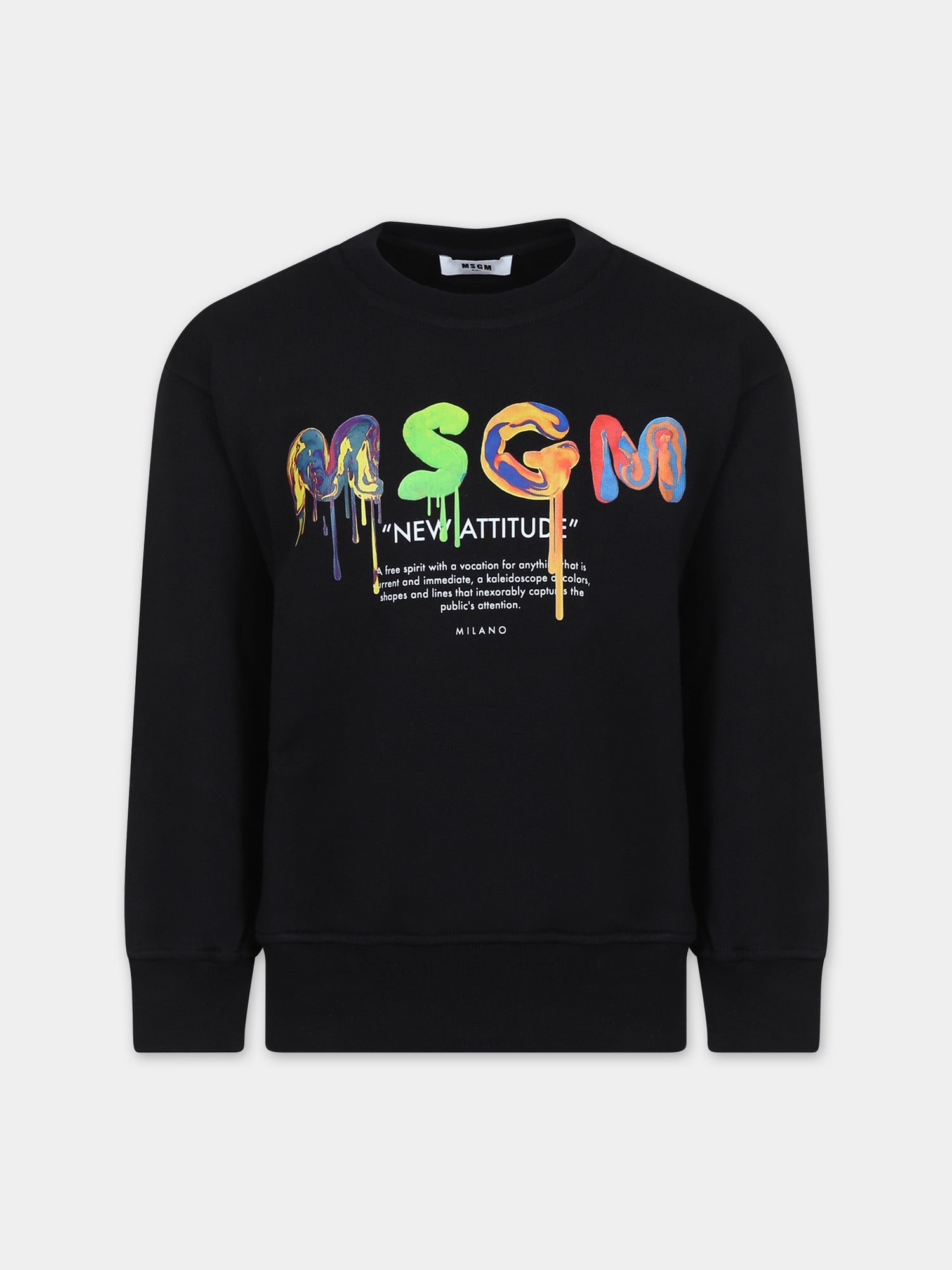 Felpa nera per bambino con logo,Msgm Kids,F3MSJBSW170 110