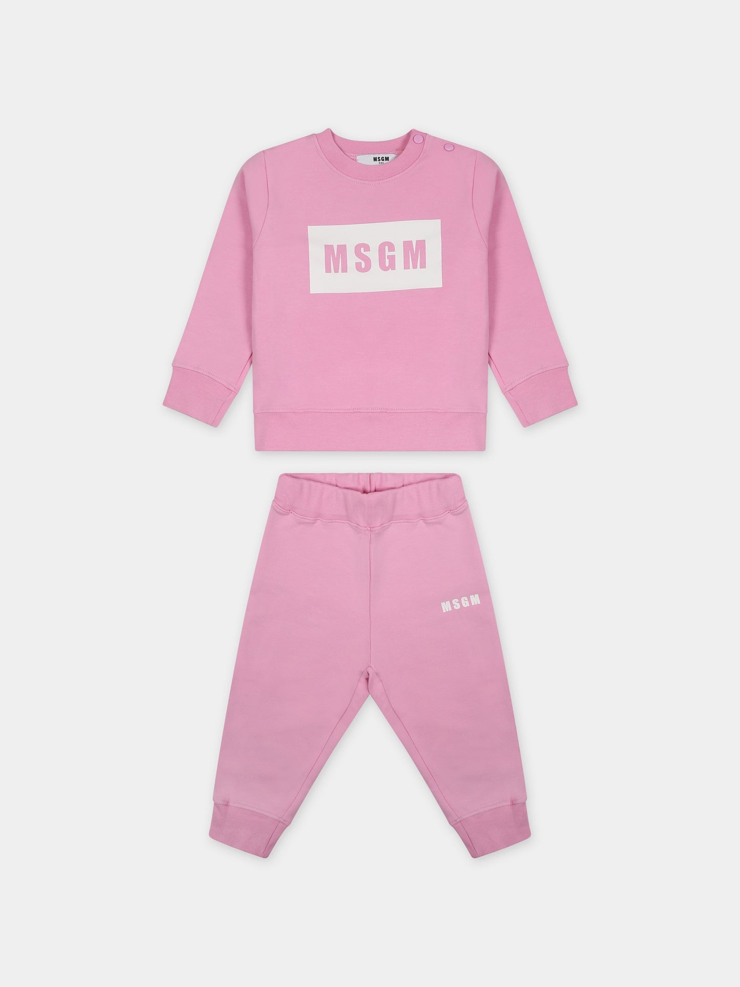 Completo sportivo rosa per neonata con logo,Msgm Kids,F3MSUNTP043 042