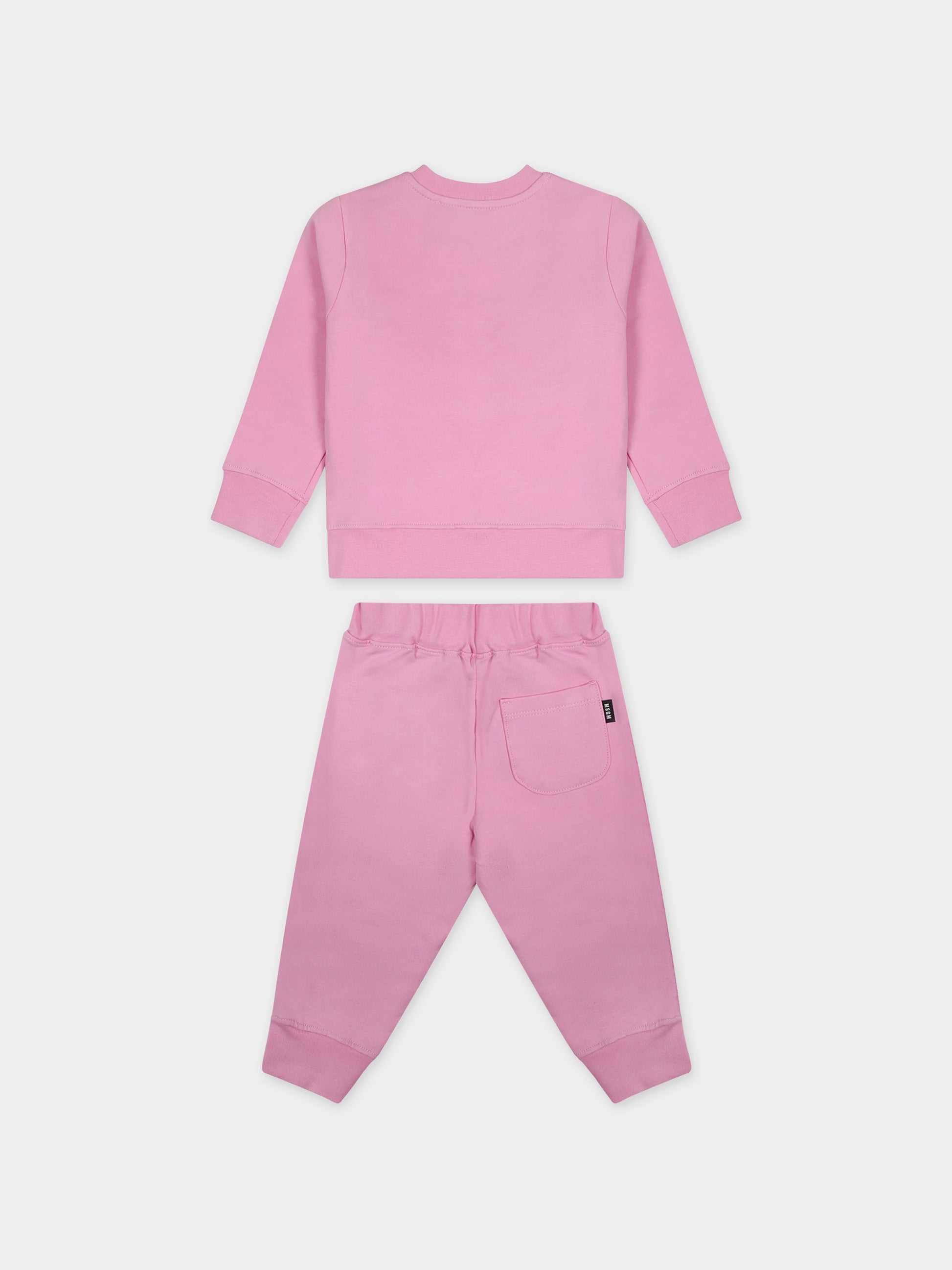 Completo sportivo rosa per neonata con logo,Msgm Kids,F3MSUNTP043 042
