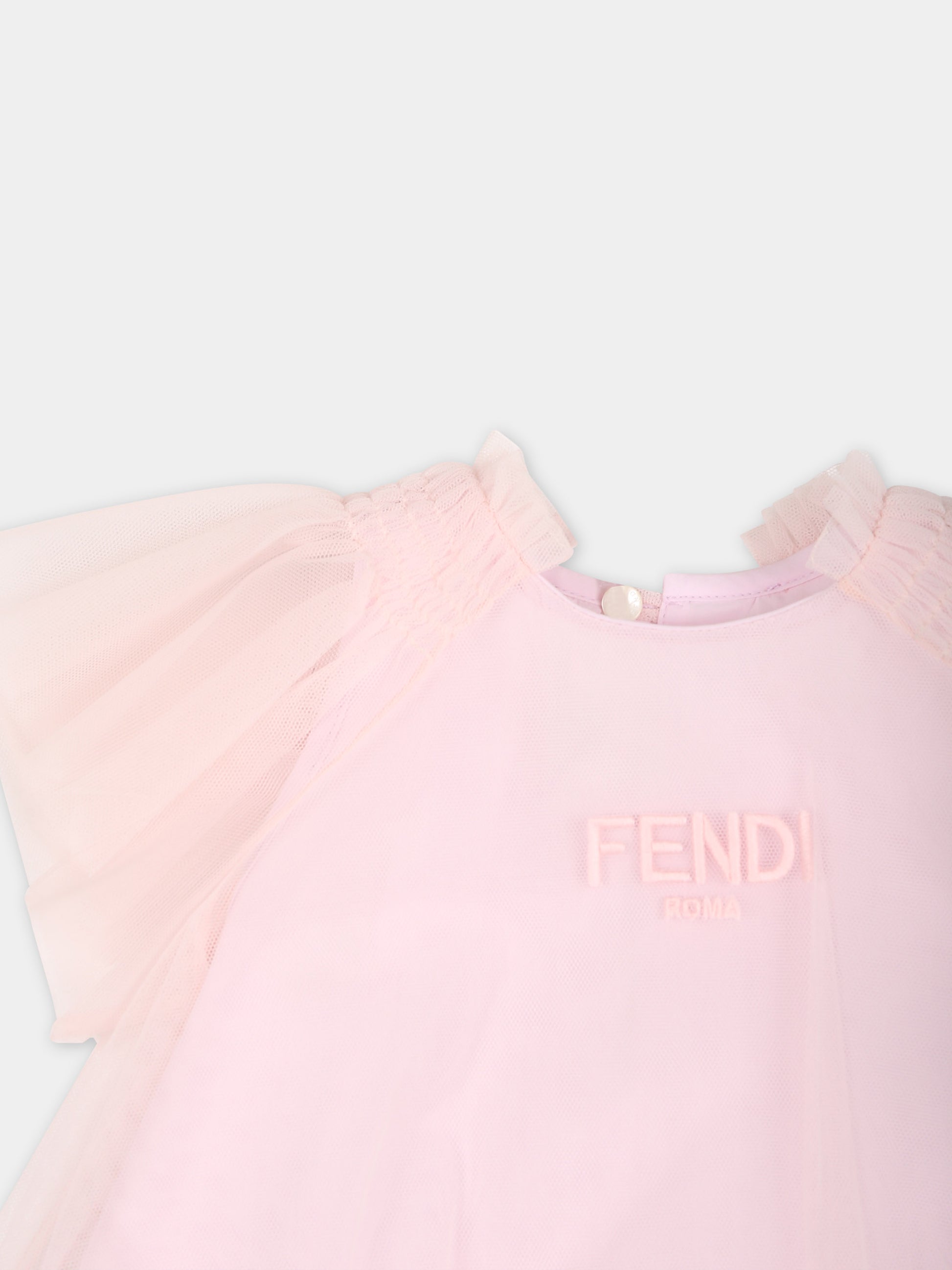 Vestito rosa per neonata con logo Fendi,Fendi Kids,BFB505 AEXX F0QE5