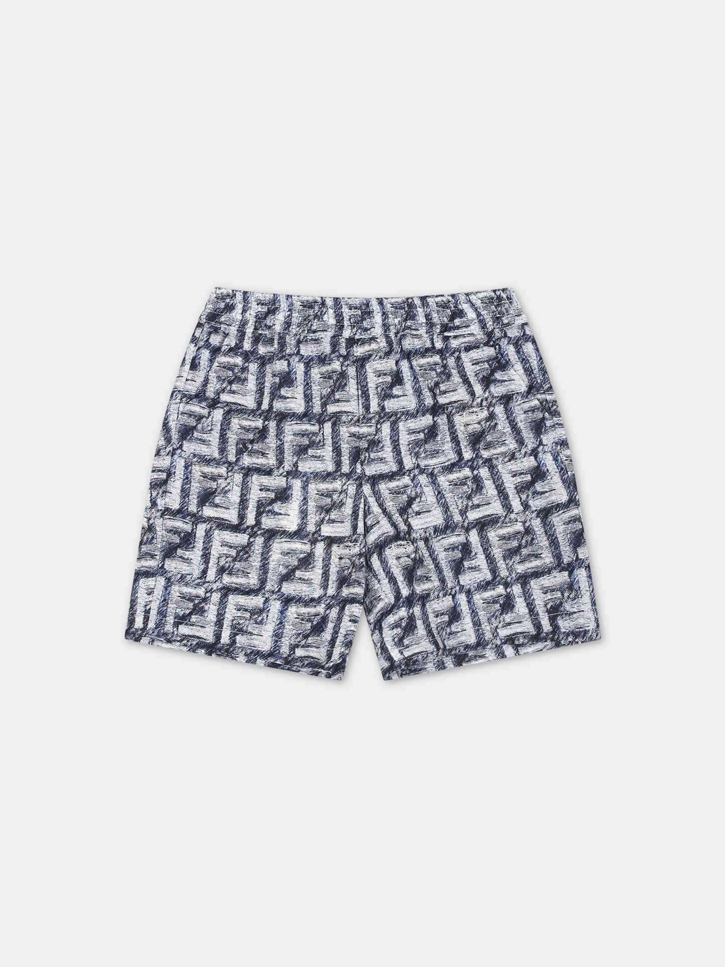 Shorts blu per neonato con iconiche FF,Fendi Kids,BMF225 AQTQ F04V6