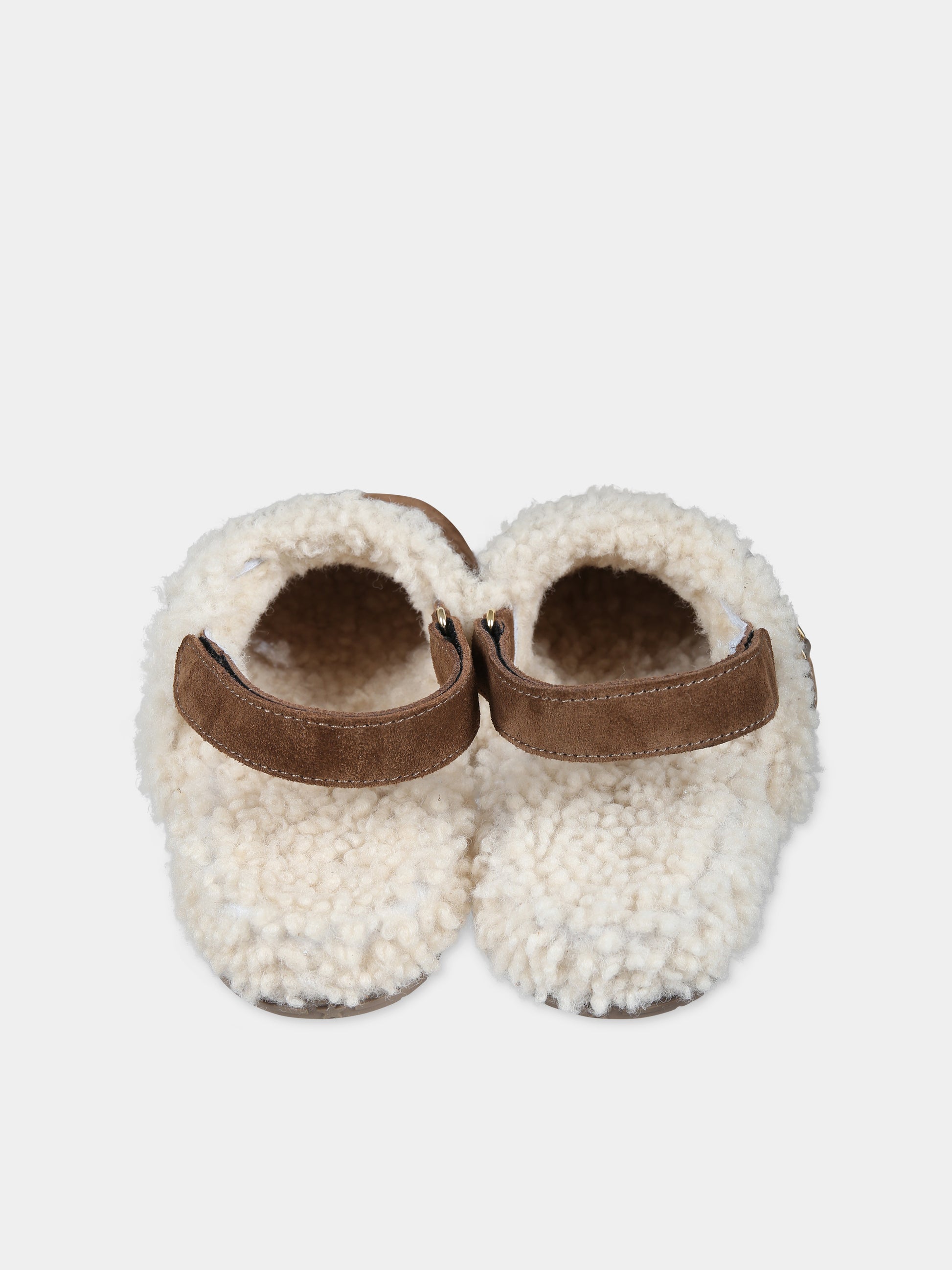 Sabot marroni per bambini con doppia F,Fendi Kids,JMR449 TK6 F1LSB