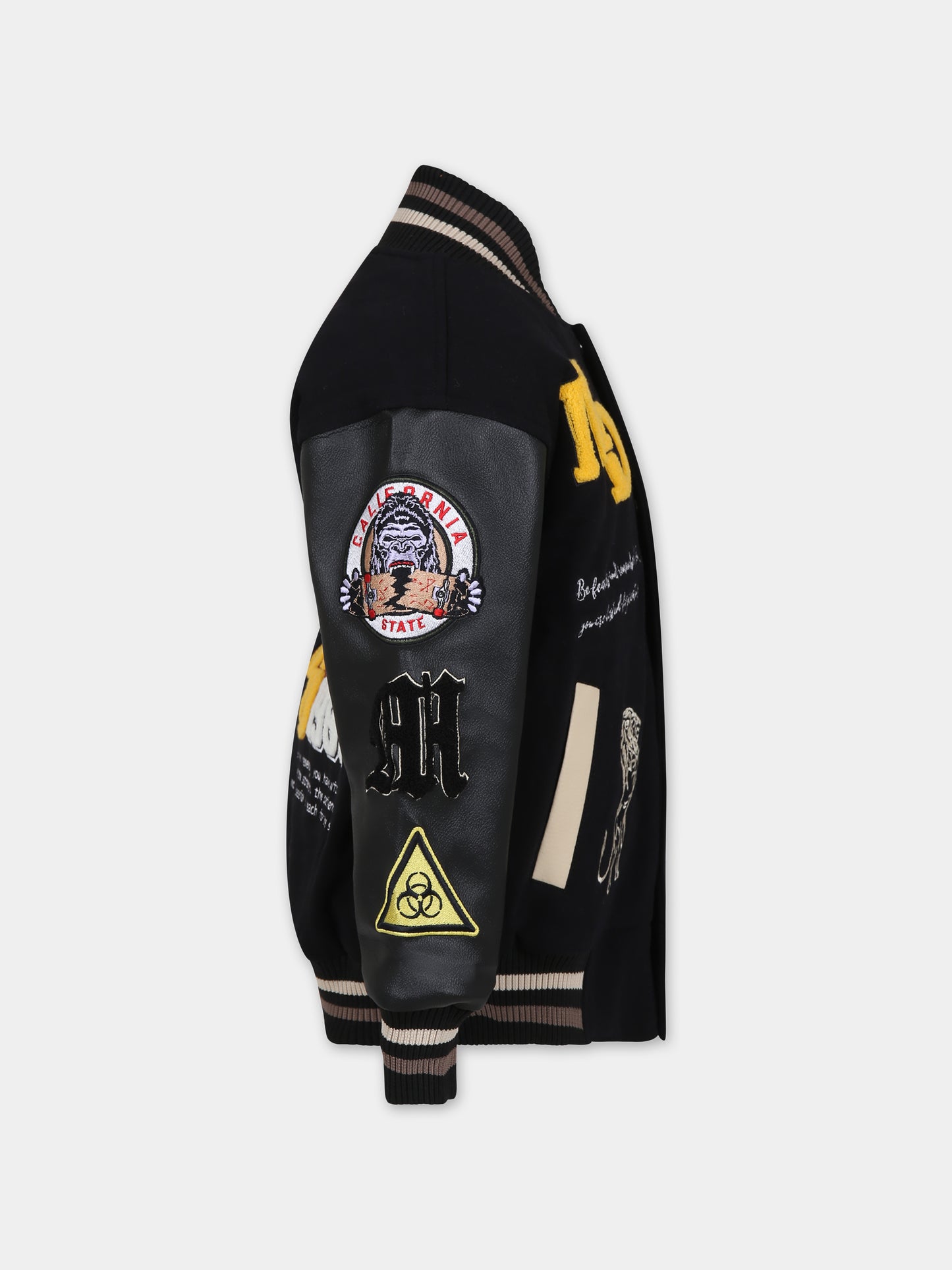 Bomber nero per bambini con ricami e logo,Vosch,VDC002