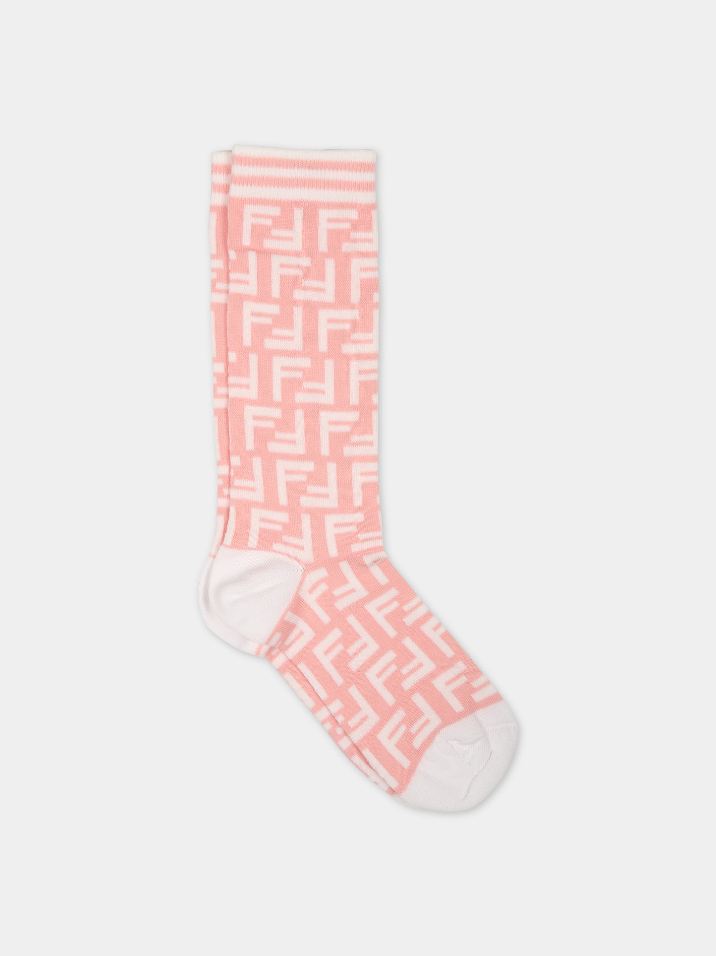 Calze rosa per neonata con doppia F,Fendi Kids,JUN008 AMNV F1EOS