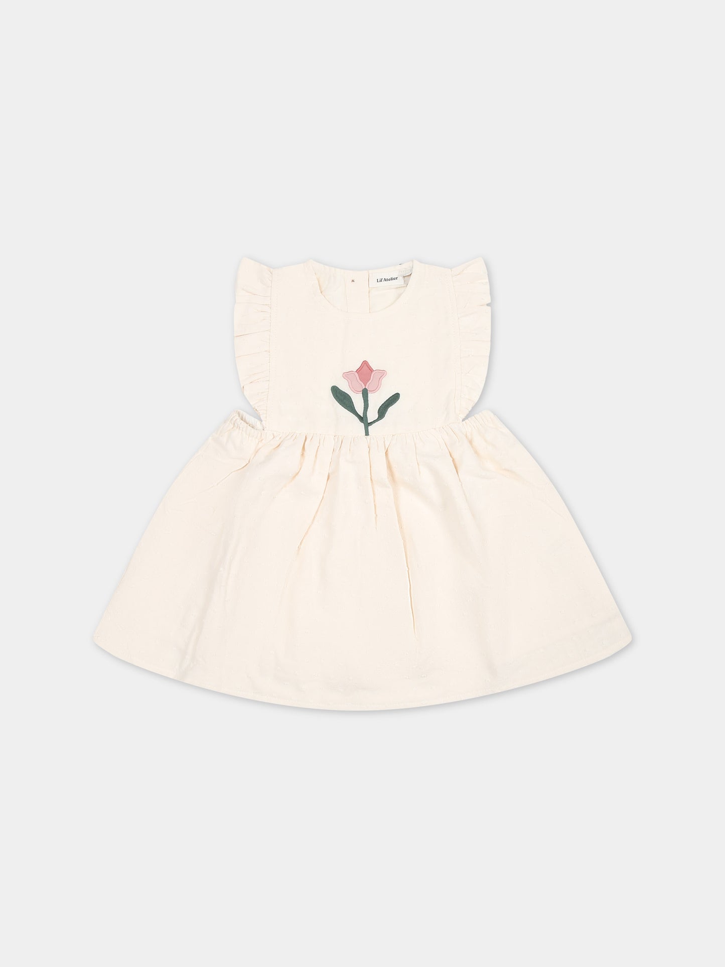 Vestito rosa per neonata con fiore,Lil' Atelier,13227384 TURTLEDOVE