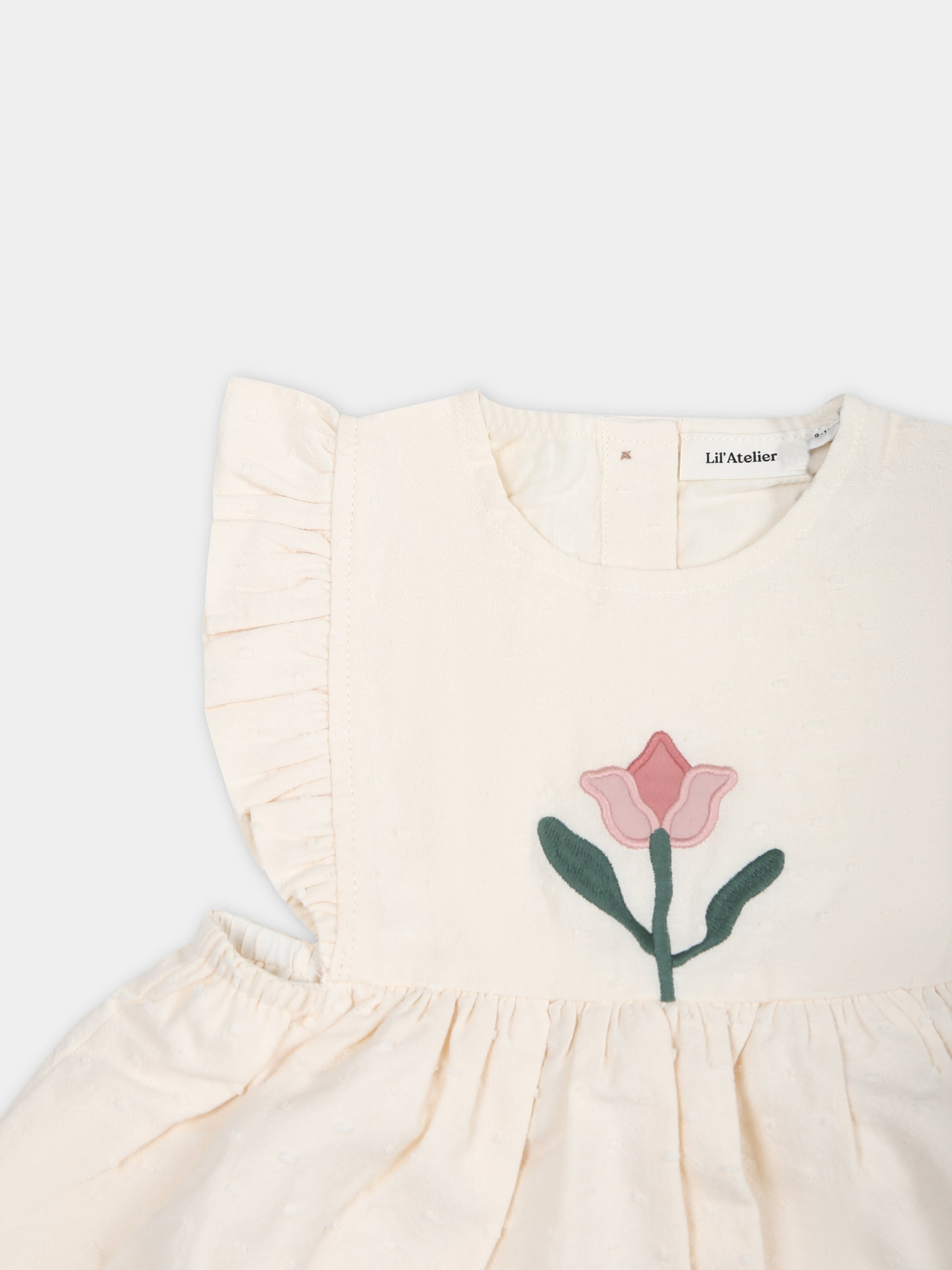 Vestito rosa per neonata con fiore,Lil' Atelier,13227384 TURTLEDOVE