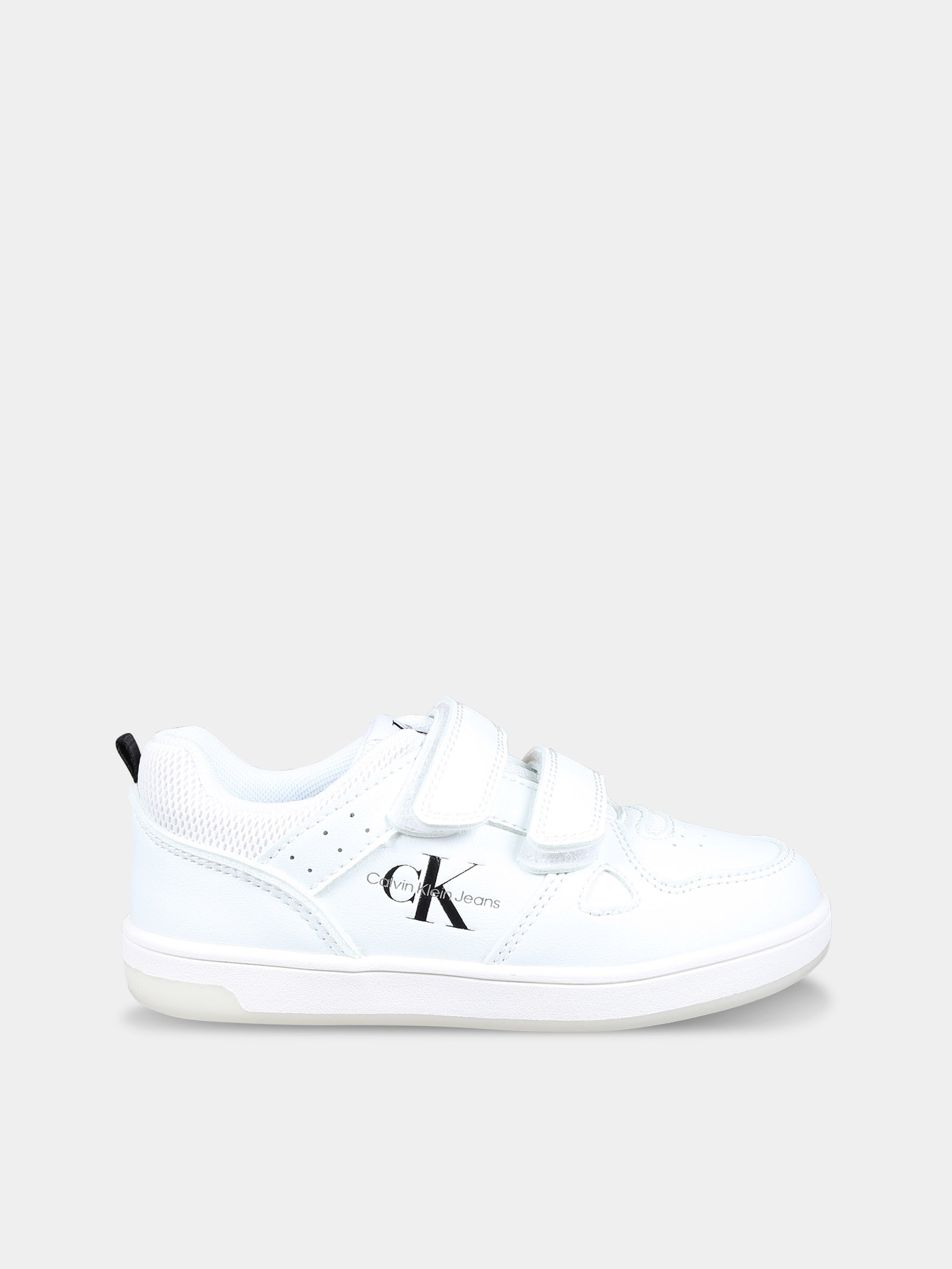 Sneakers bianche per bambini con logo,Calvin Klein Kids,V1X9 80854 1355100