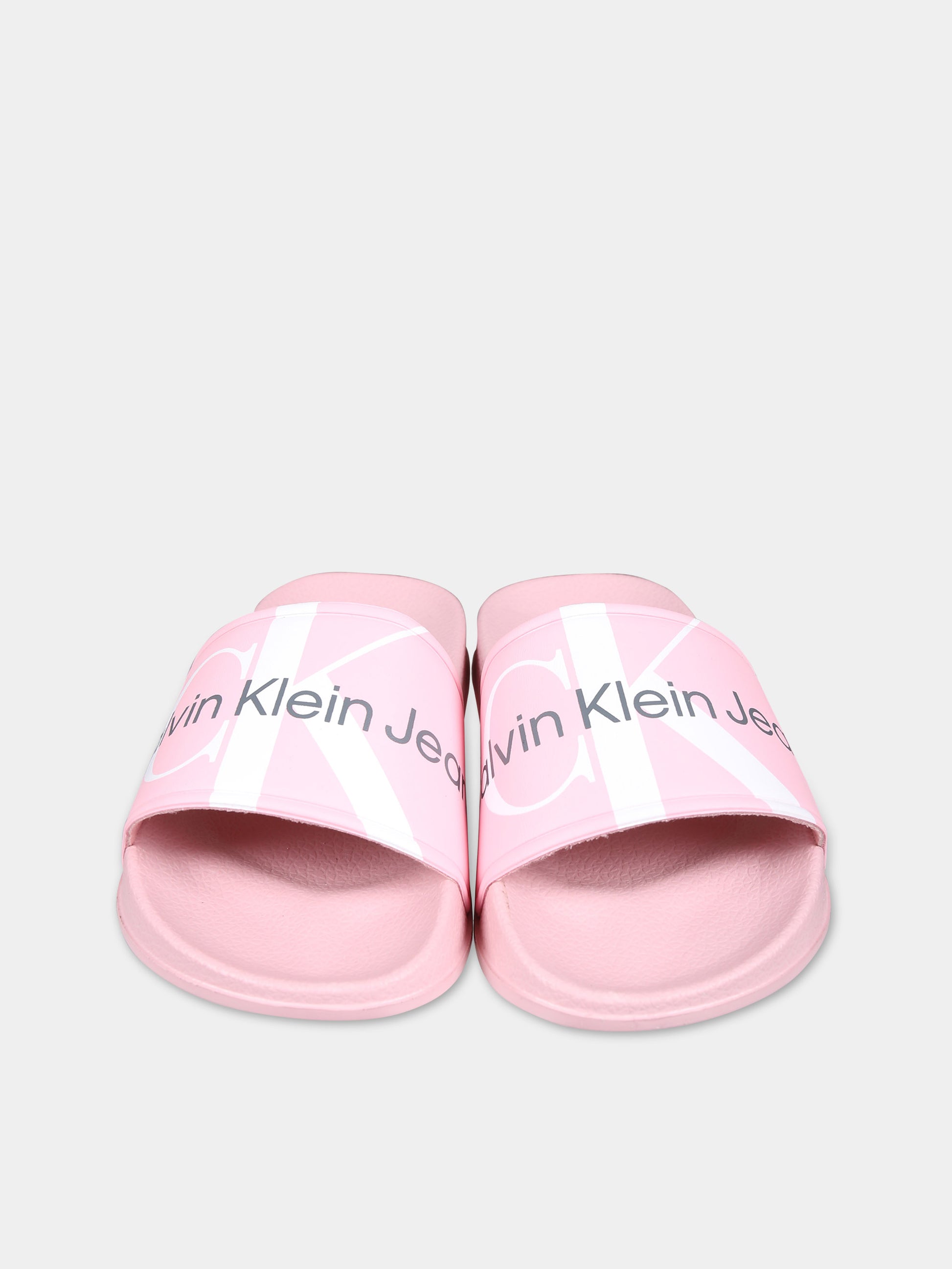 Ciabatte rosa per bambina con logo,Calvin Klein Kids,V3A0 80849 1688359