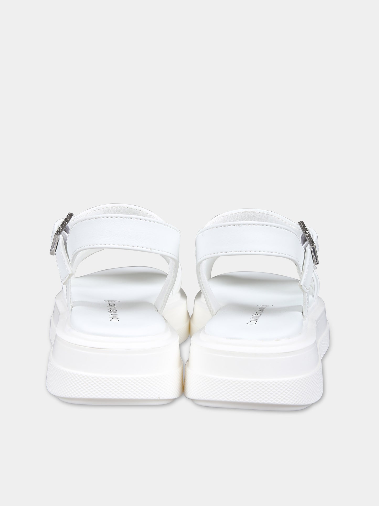 Sandali bianchi per bambina con logo,Calvin Klein Kids,V3A2 80832 0371100
