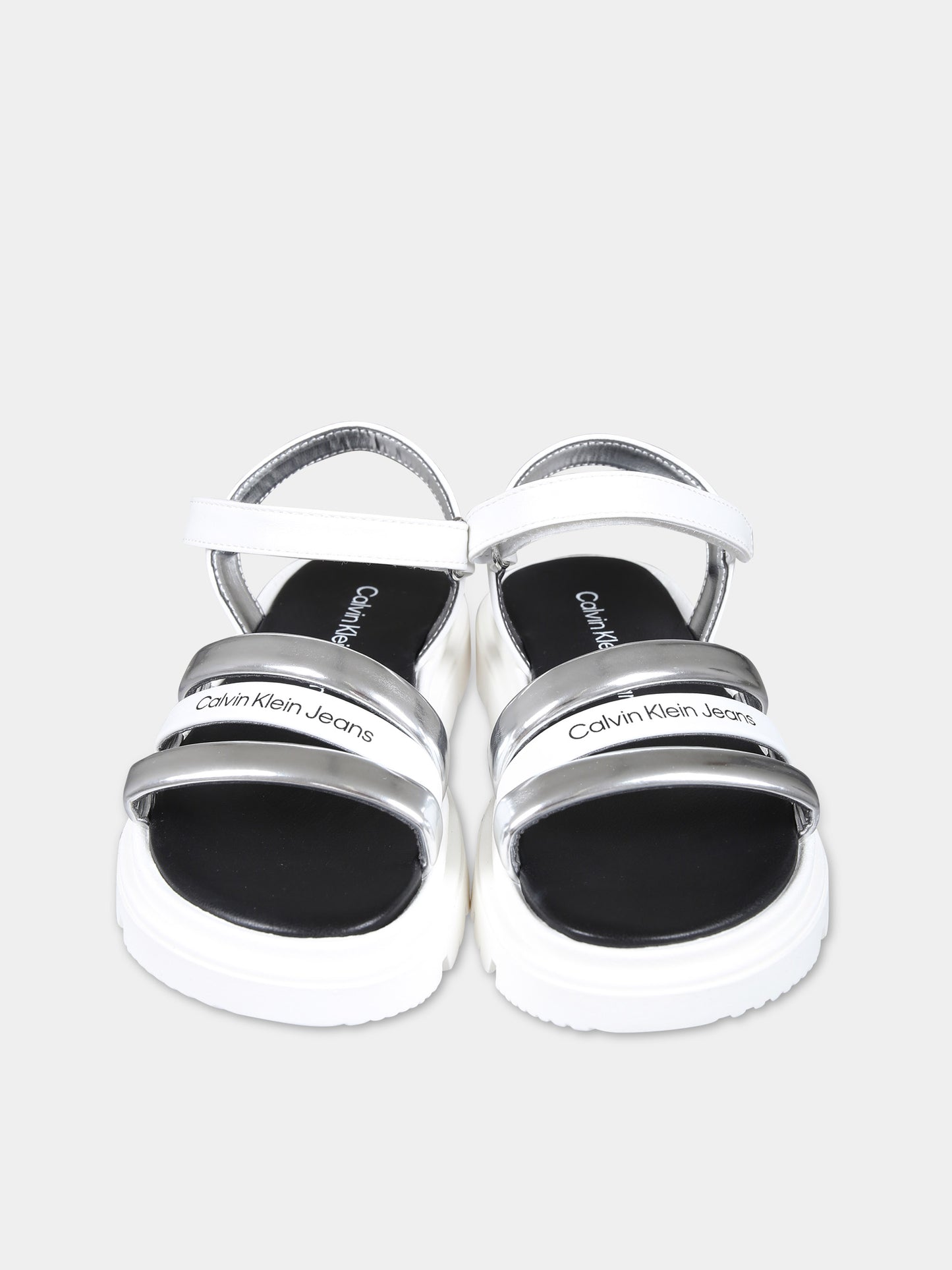 Sandali argento per bambina con logo,Calvin Klein Kids,V4A2 80833 0371X059