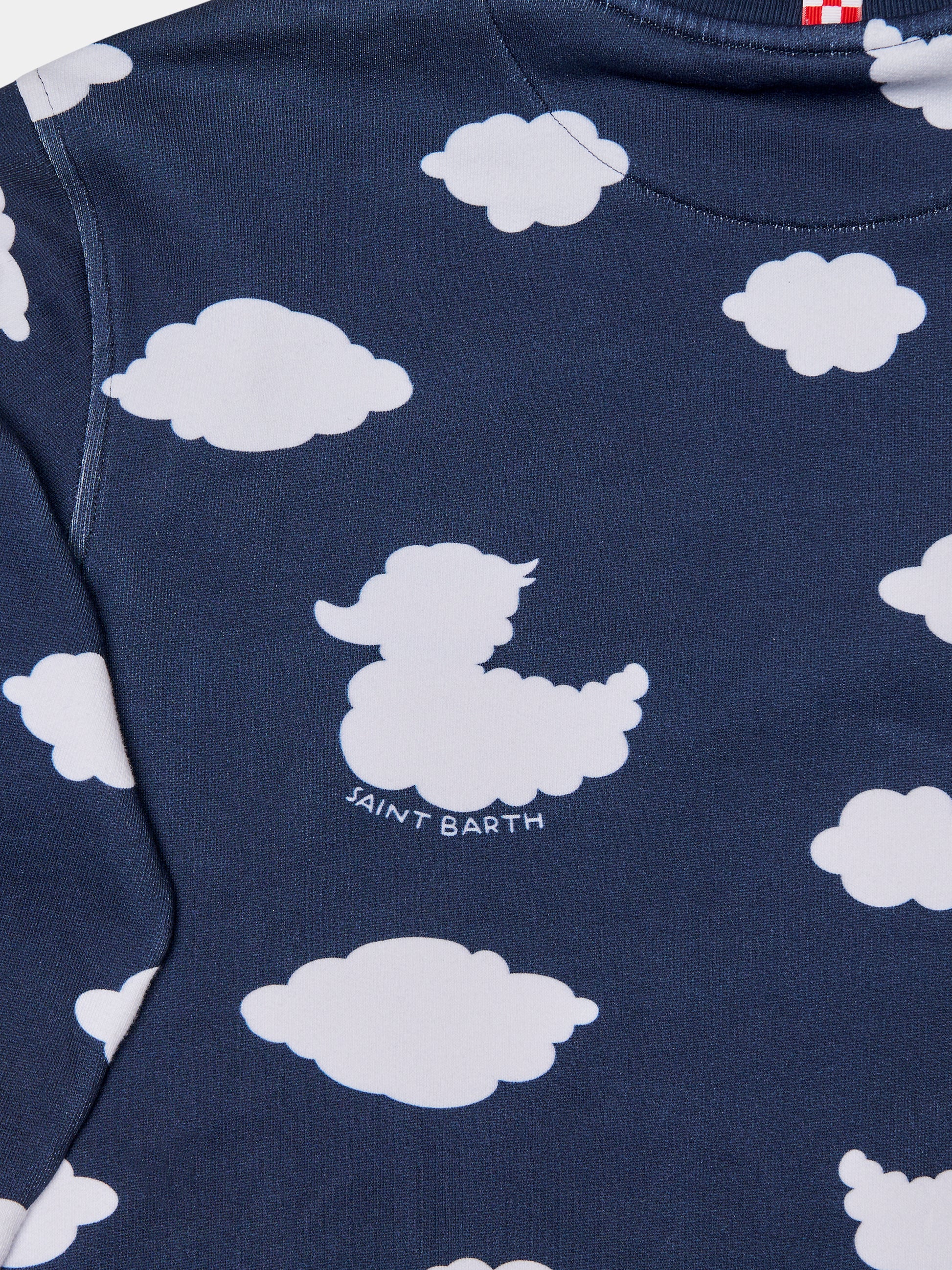 Felpa blu per adulti con iconiche nuvole e Ducky Clouds,Saint Barth X Coccolebimbi,SOHO N DUCKY CLOUDS 61 EMB