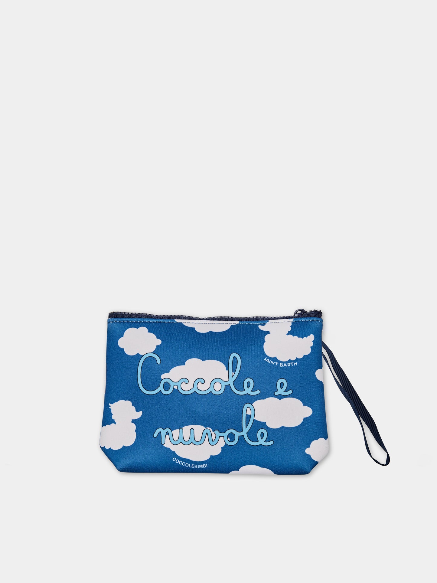 Pochette azzurra per bambina con logo,Saint Barth X Coccolebimbi,ALINE COCCOLE NUVOLE 61