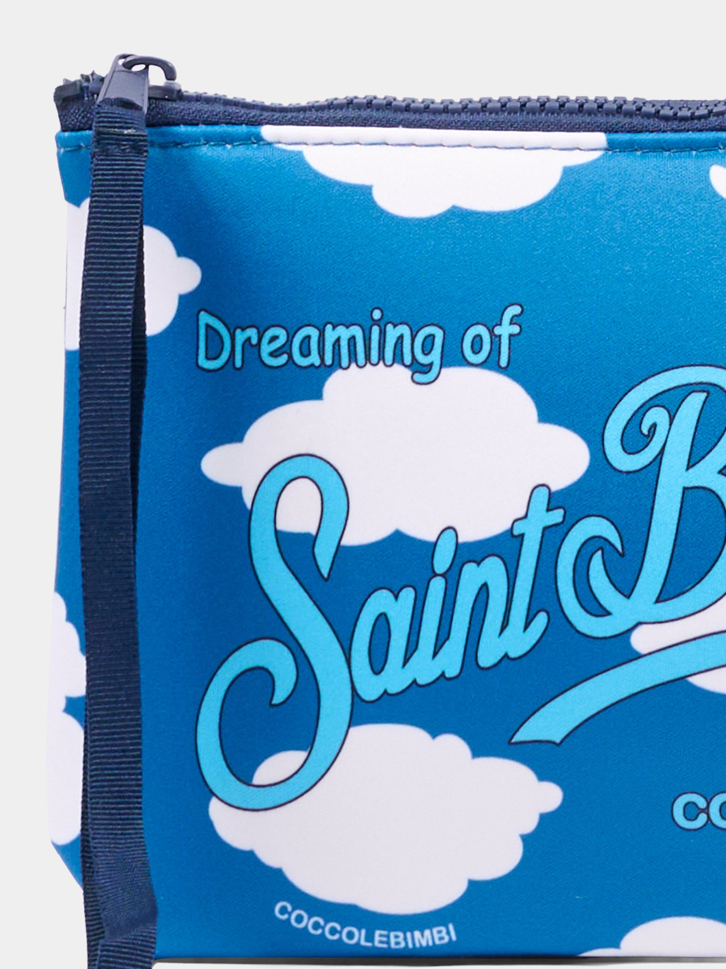 Pochette azzurra per bambina con logo