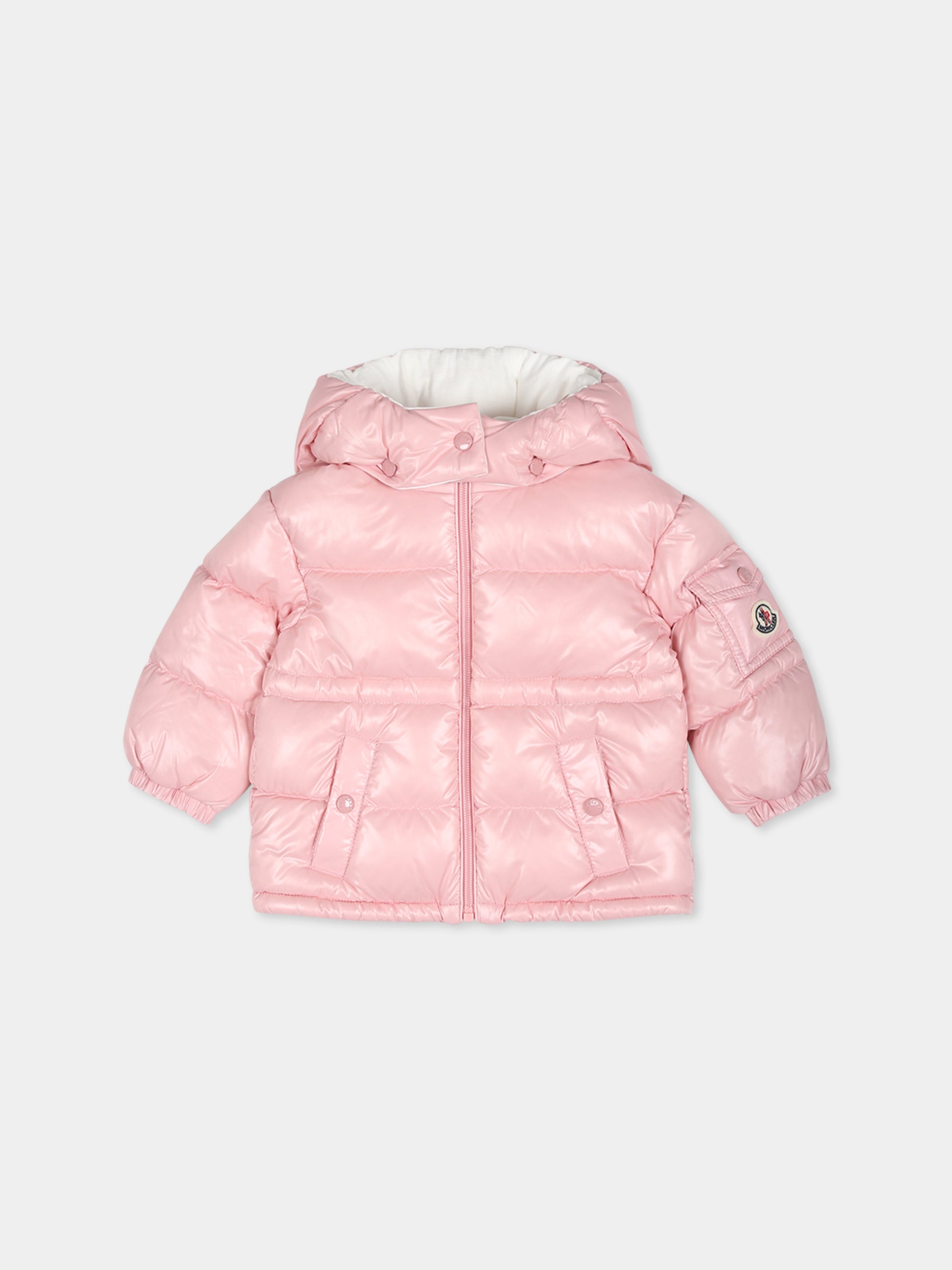 Piumino Maire rosa per neonata con logo,Moncler Kids,J2951 1A00039 68950 523