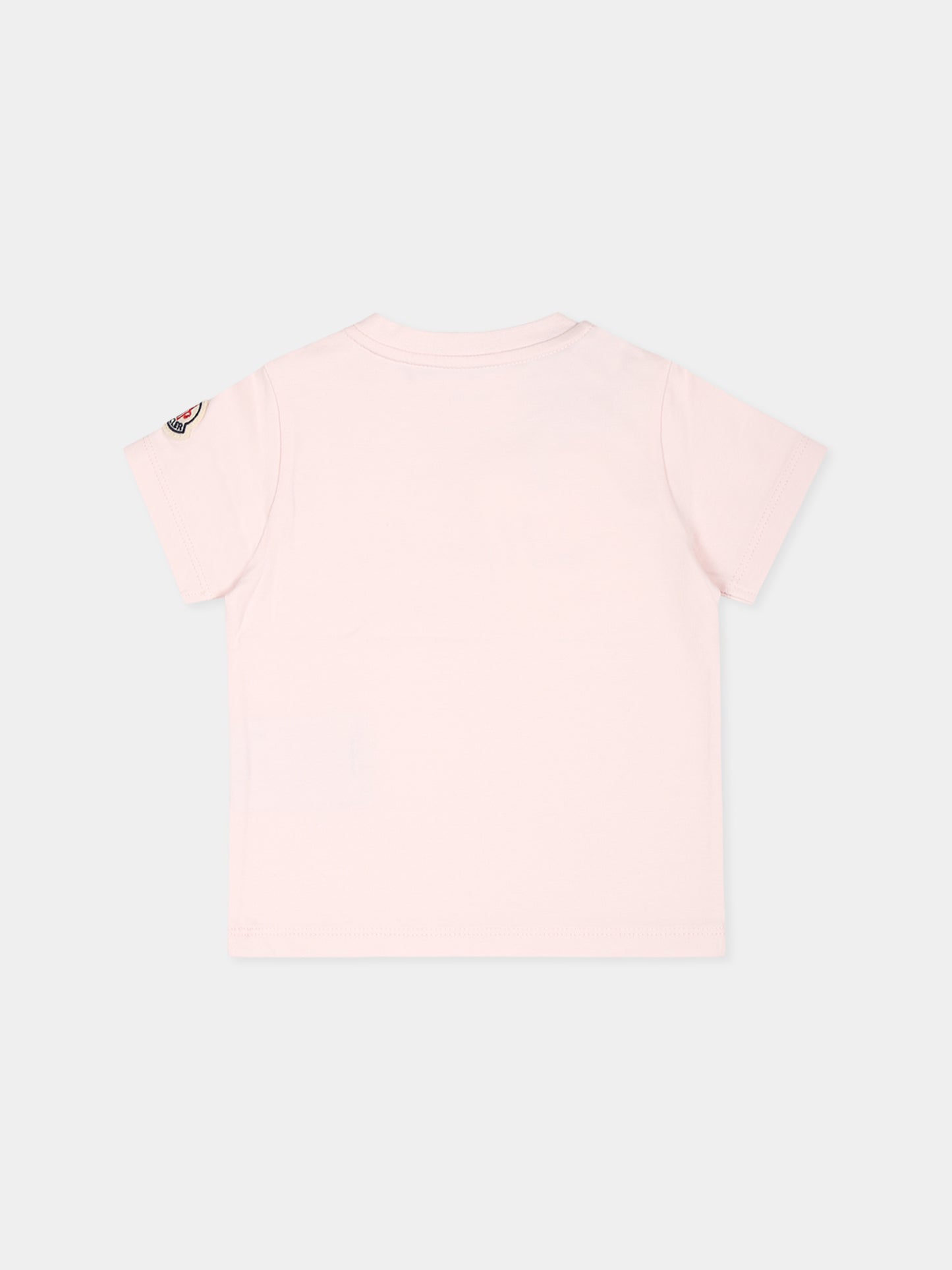 T-shirt rosa per neonata con logo,Moncler Kids,J2951 8C00001 8790N 503