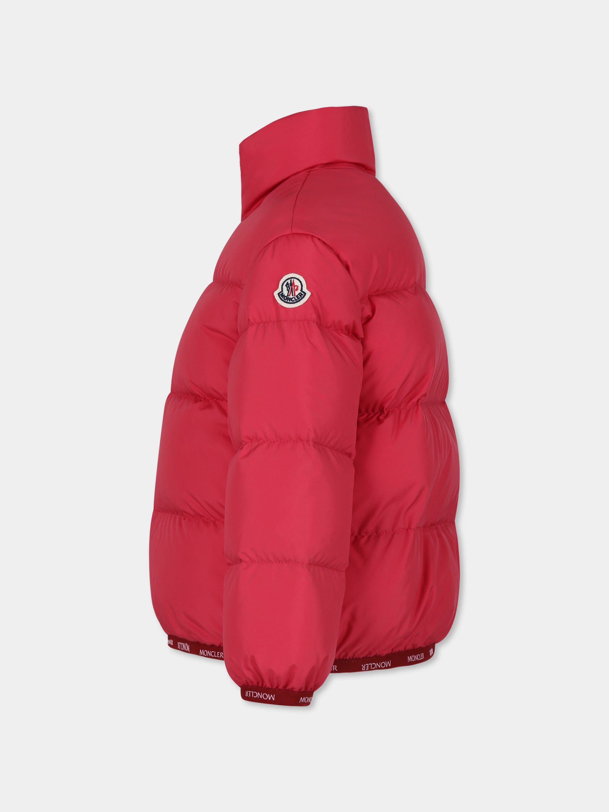 Piumino Abbadia fucsia per bambina con logo,Moncler Kids,J2954 1A00036 54A81 557