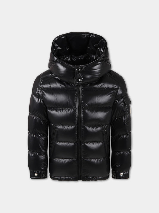 Piumino New Maya nero per bambino con patch,Moncler Kids,J2954 1A12520 68950 999