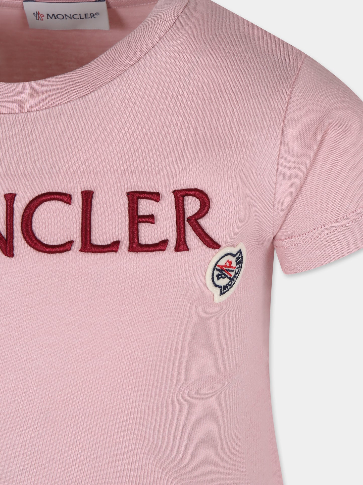 T-shirt rosa per bambina con logo,Moncler Kids,J2954 8C00006 83907 500