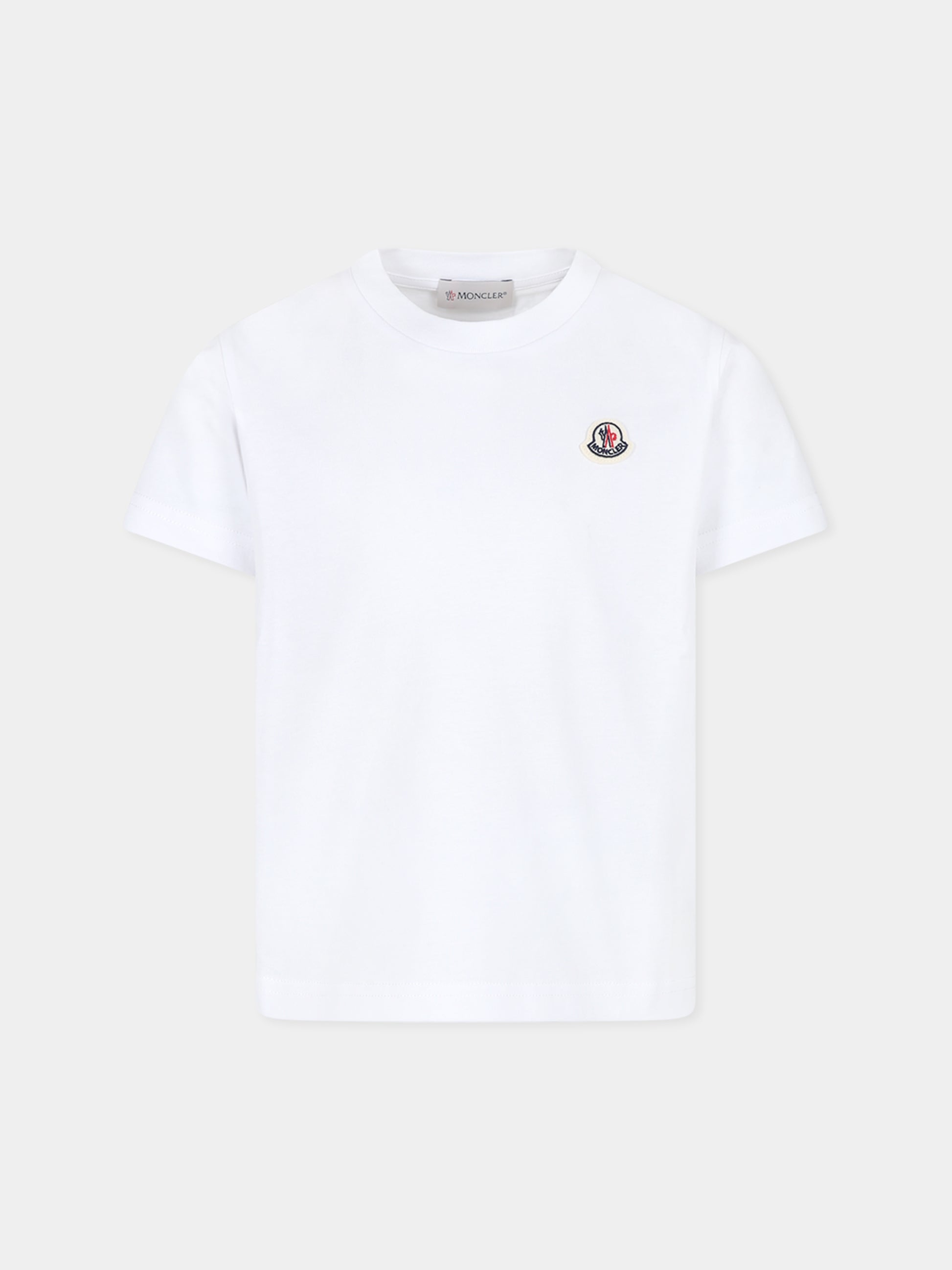 T-shirt bianca per bambini con logo,Moncler Kids,J2954 8C00007 83907 001