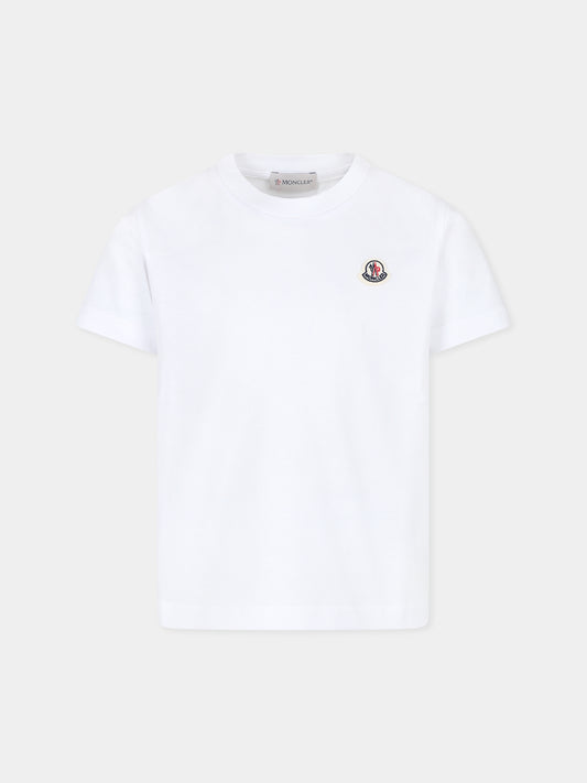 T-shirt bianca per bambini con logo,Moncler Kids,J2954 8C00007 83907 001