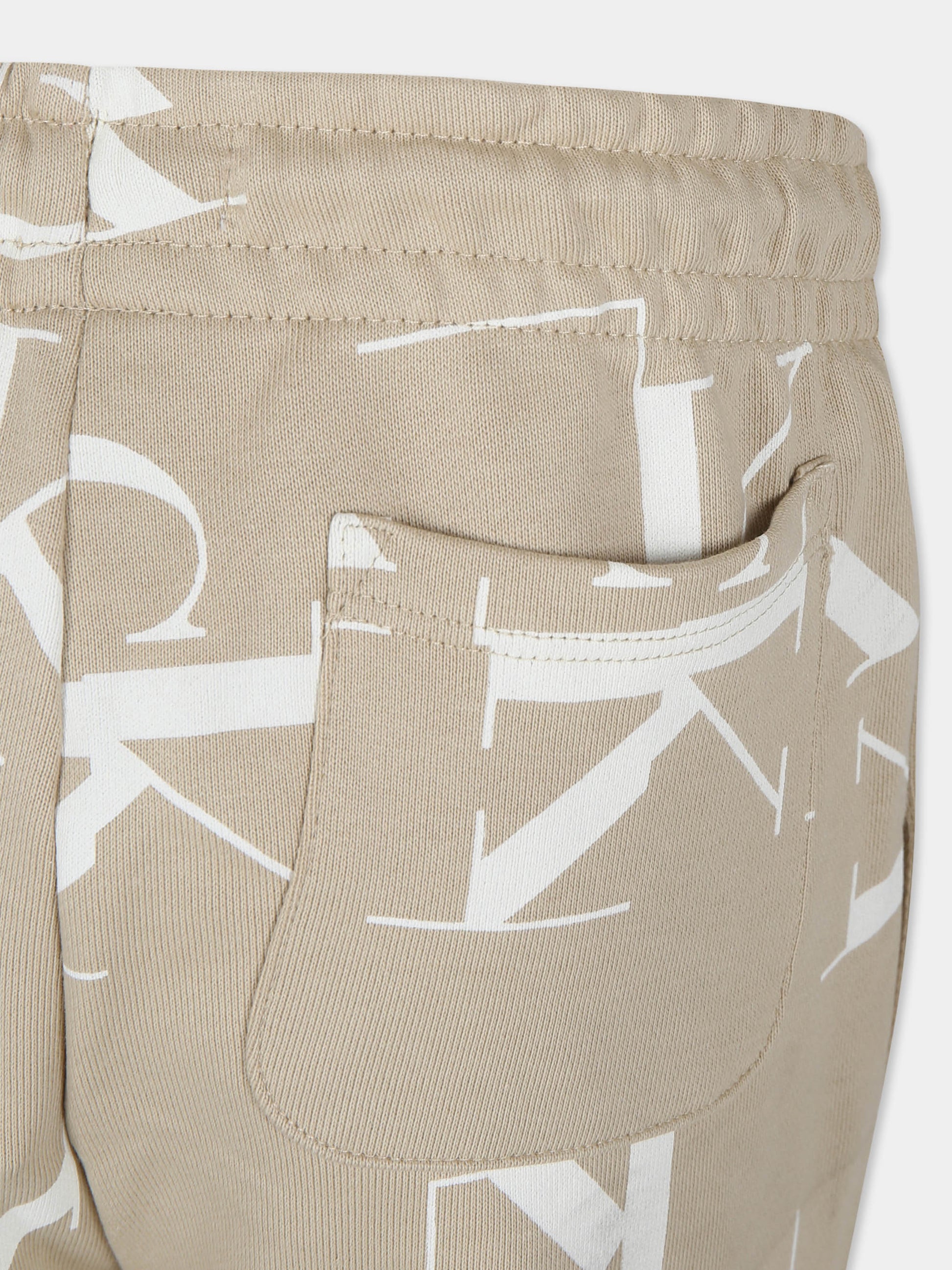 Pantaloni beige per bambino con logo,Calvin Klein Kids,IB0IB02124J 0F5