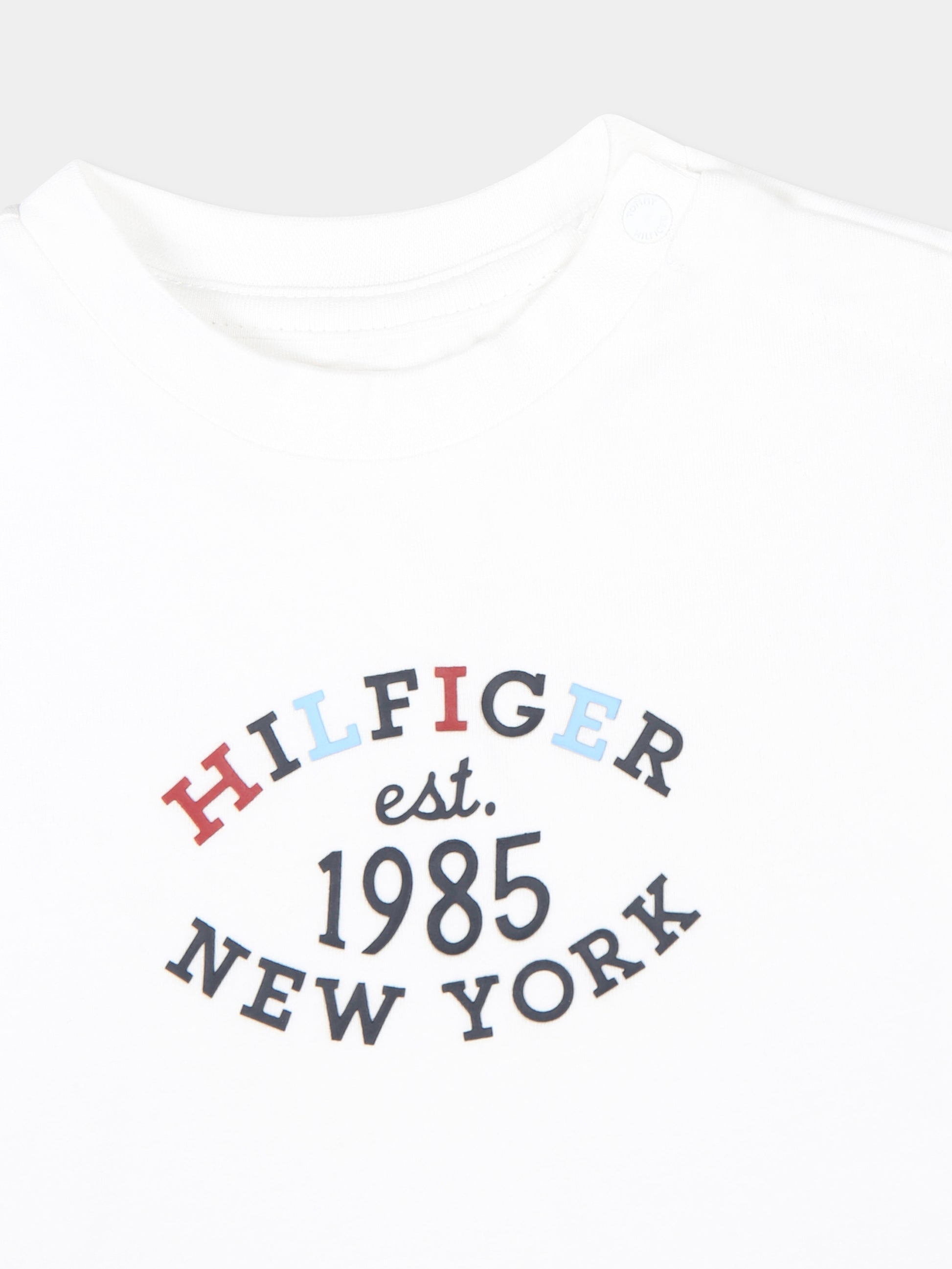 T-shirt bianca per neonati con logo,Tommy Hilfiger Junior,KN0KN01858J YBR