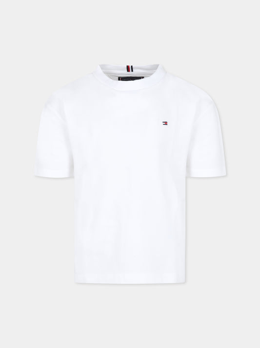 T-shirt bianca per bambino con logo,Tommy Hilfiger Junior,KB0KB08575J YBR