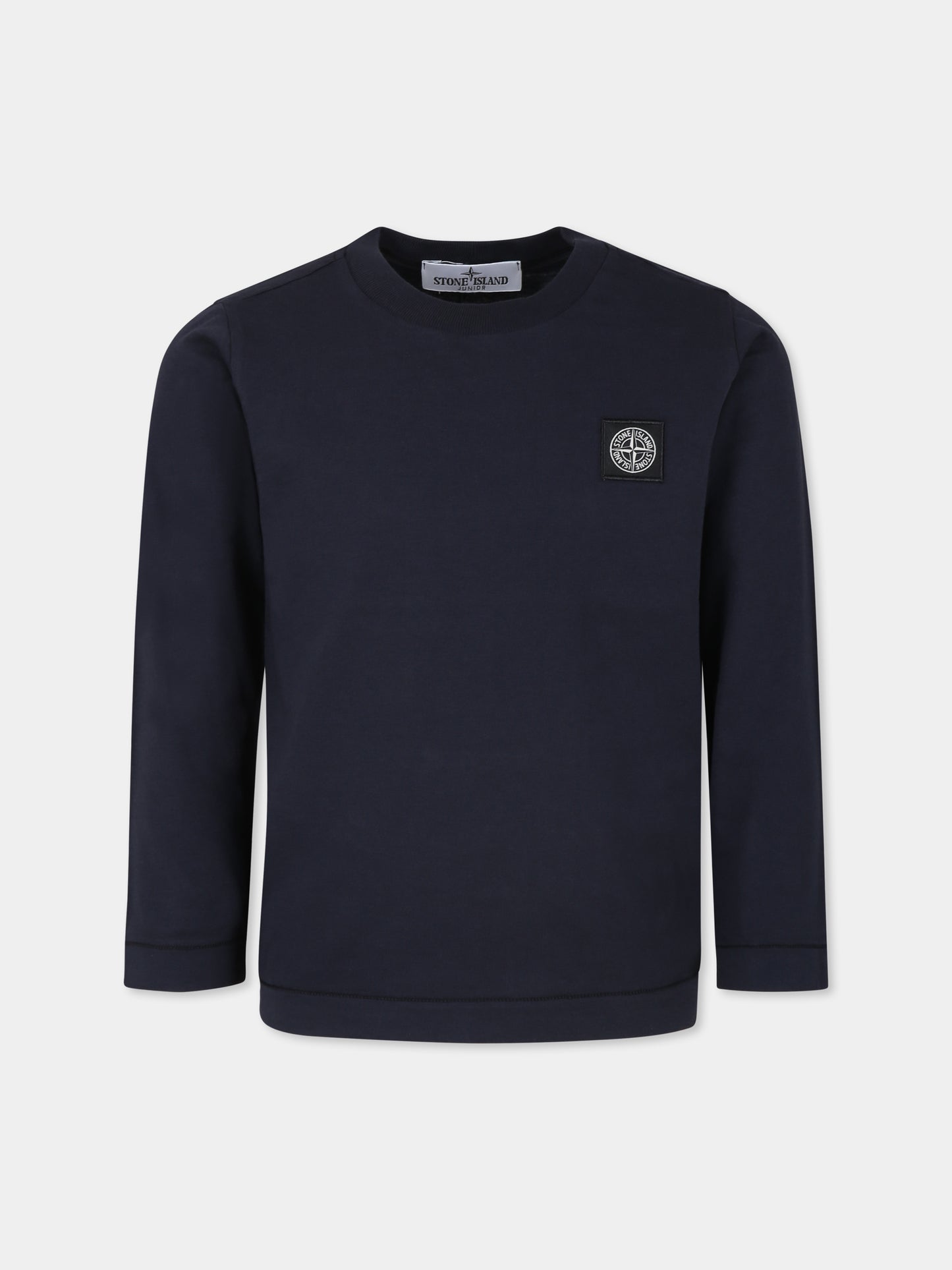 T-shirt blu per bambino con iconica bussola,Stone Island Junior,811620447 V0020