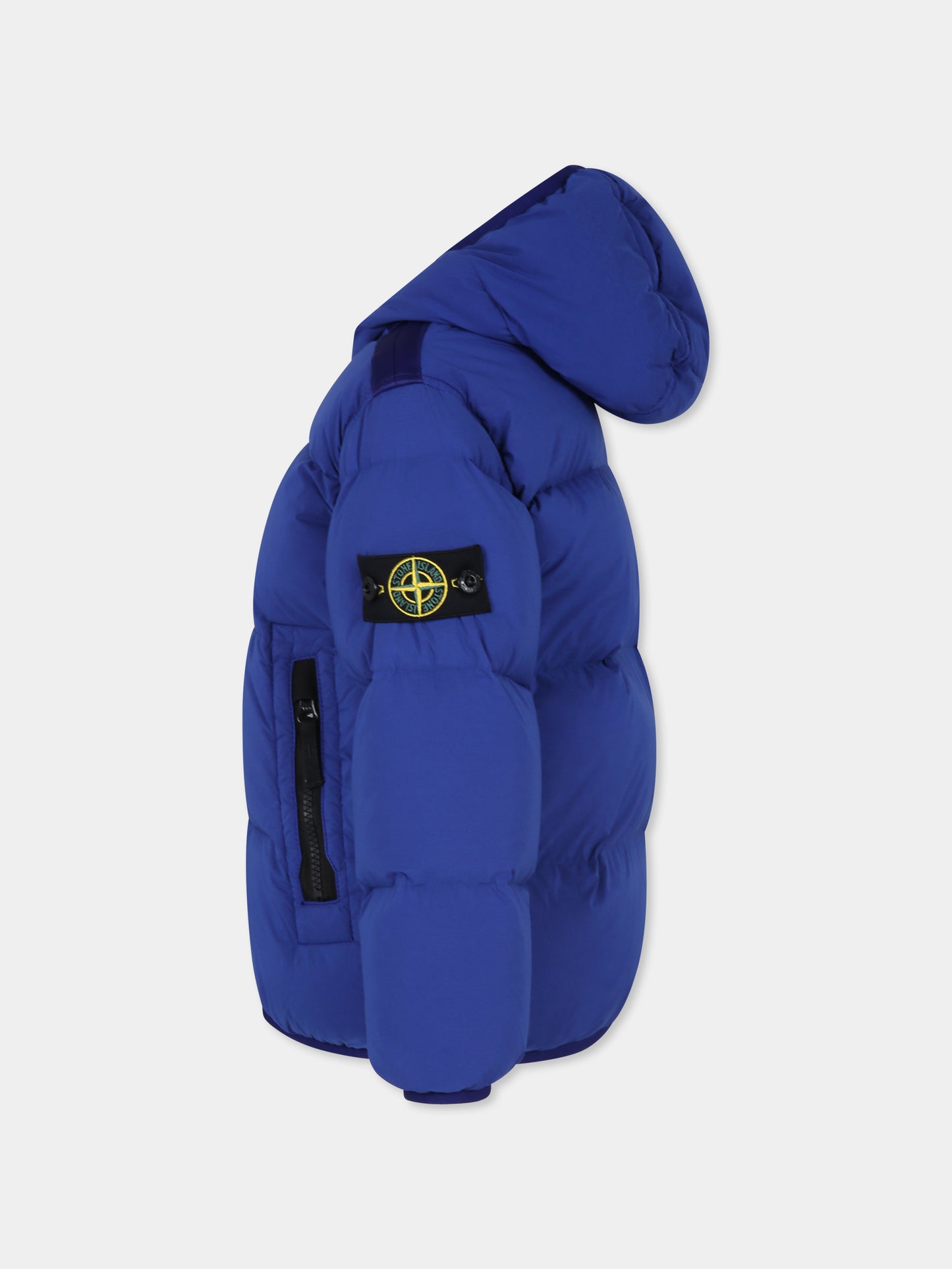 Piumino azzurro per bambino con bussola,Stone Island Junior,811640328 V0022