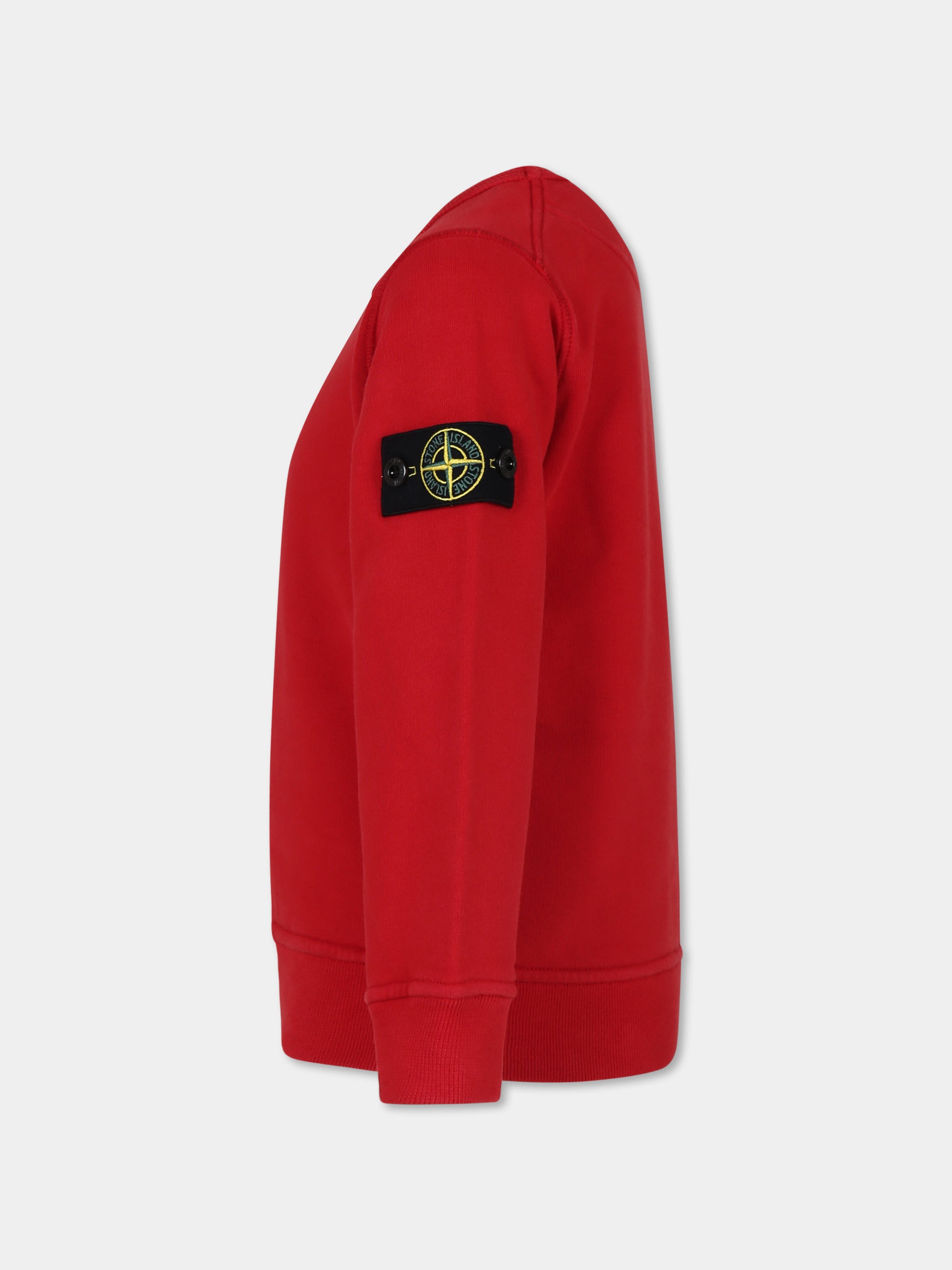Felpa rossa per bambino con bussola,Stone Island Junior,811661320 V0010