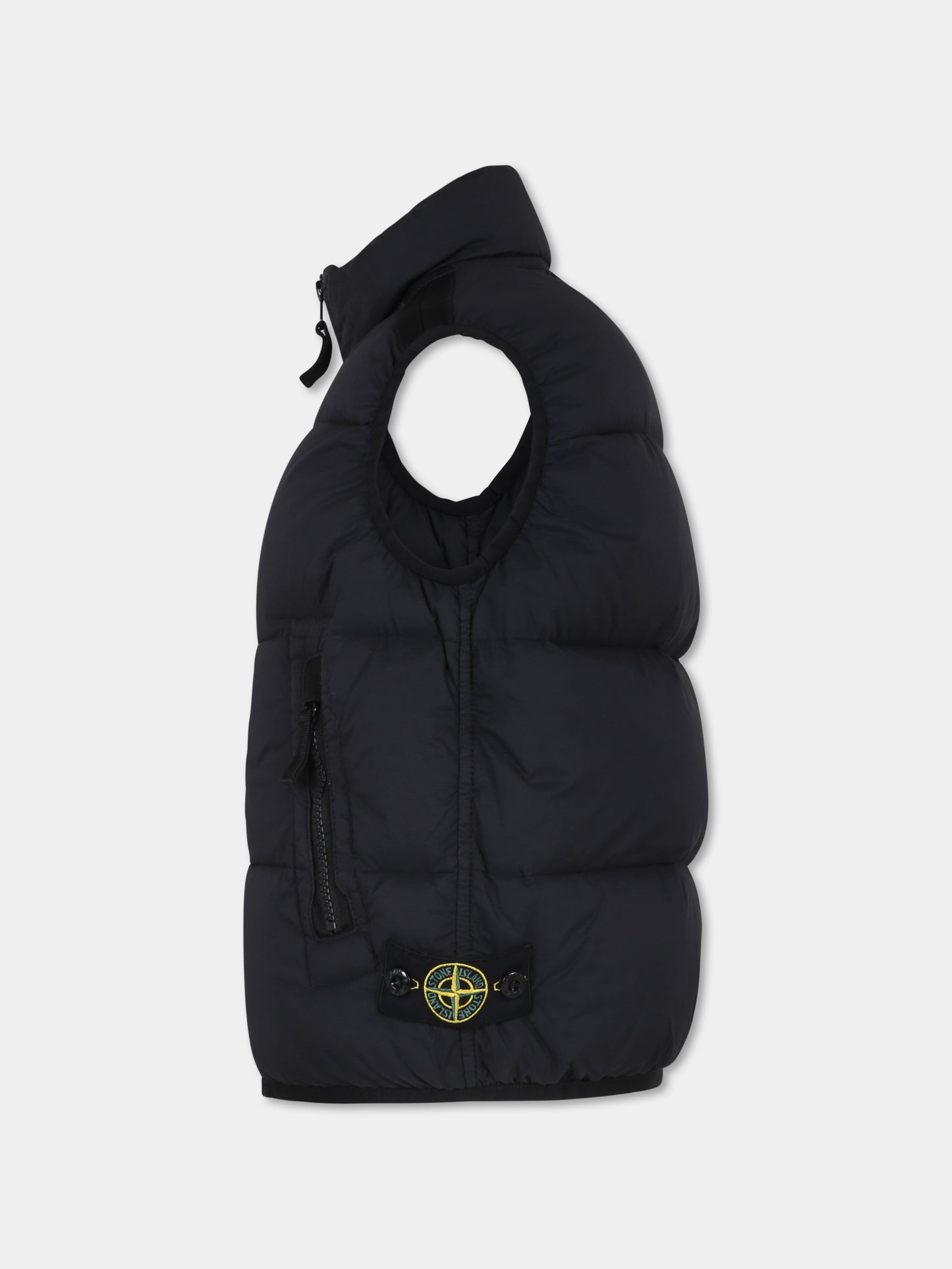 Gilet nero per bambino con bussola,Stone Island Junior,8116G0328 V0029