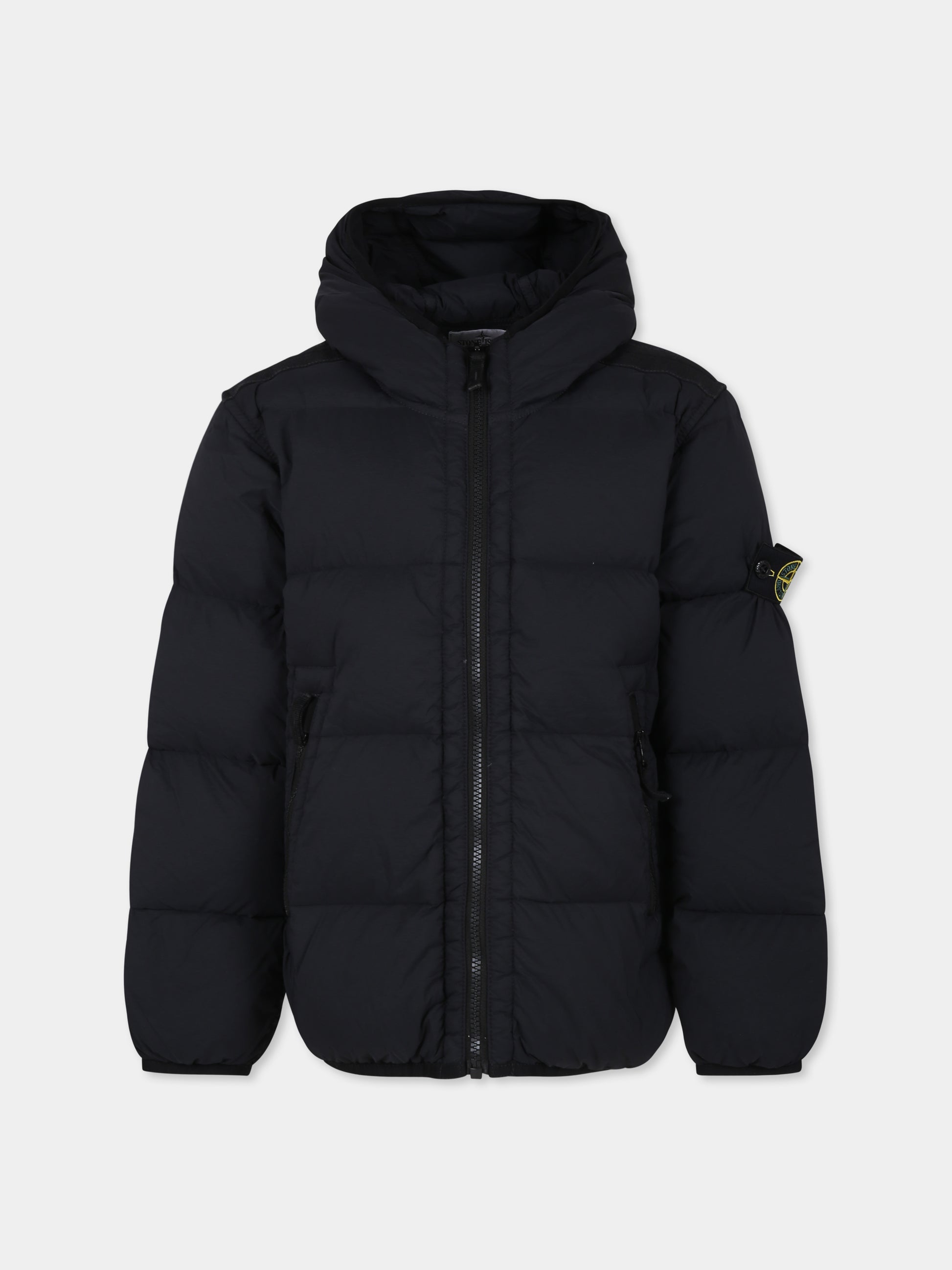 Piumino nero per bambino con bussola,Stone Island Junior,811640328 V0029