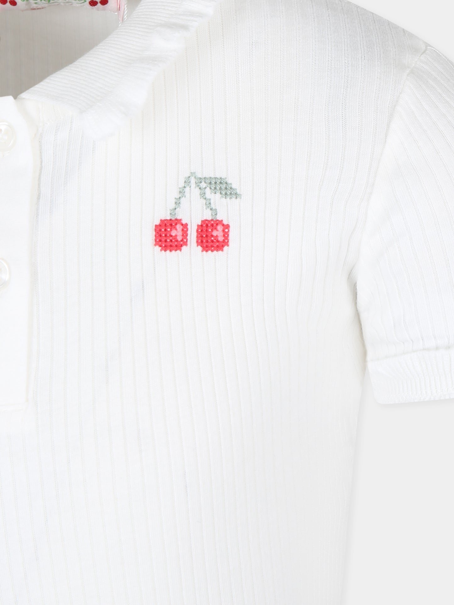 Polo bianca per bambina con ciliegie,Bonpoint,P04GTSK00005 102