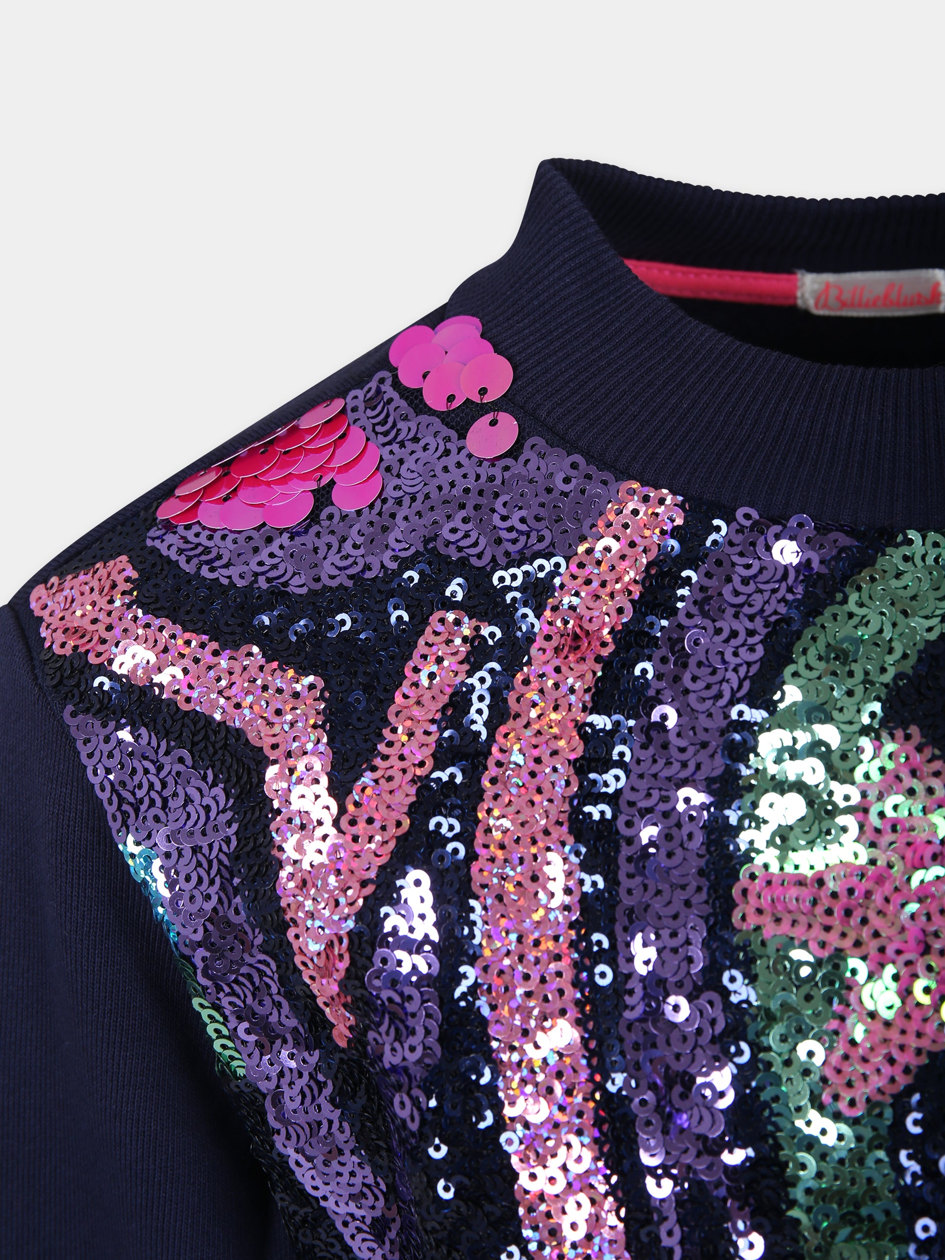 Felpa blu per bambina con stelle e cuori,Billieblush,U15B77 85T