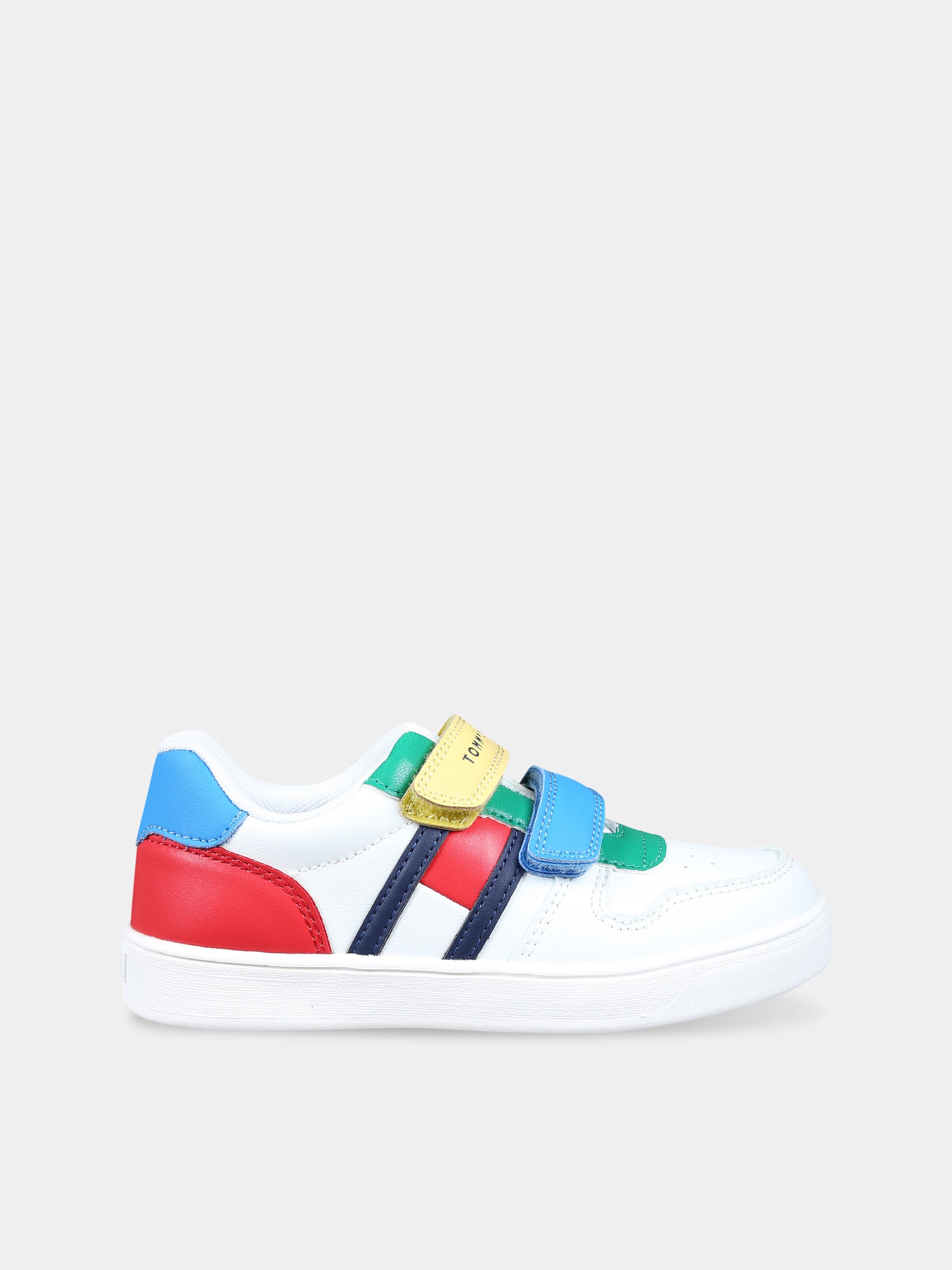 Sneakers bianche per bambini con bandierina e logo,Tommy Hilfiger Junior,T1B9 33333 1355Y913