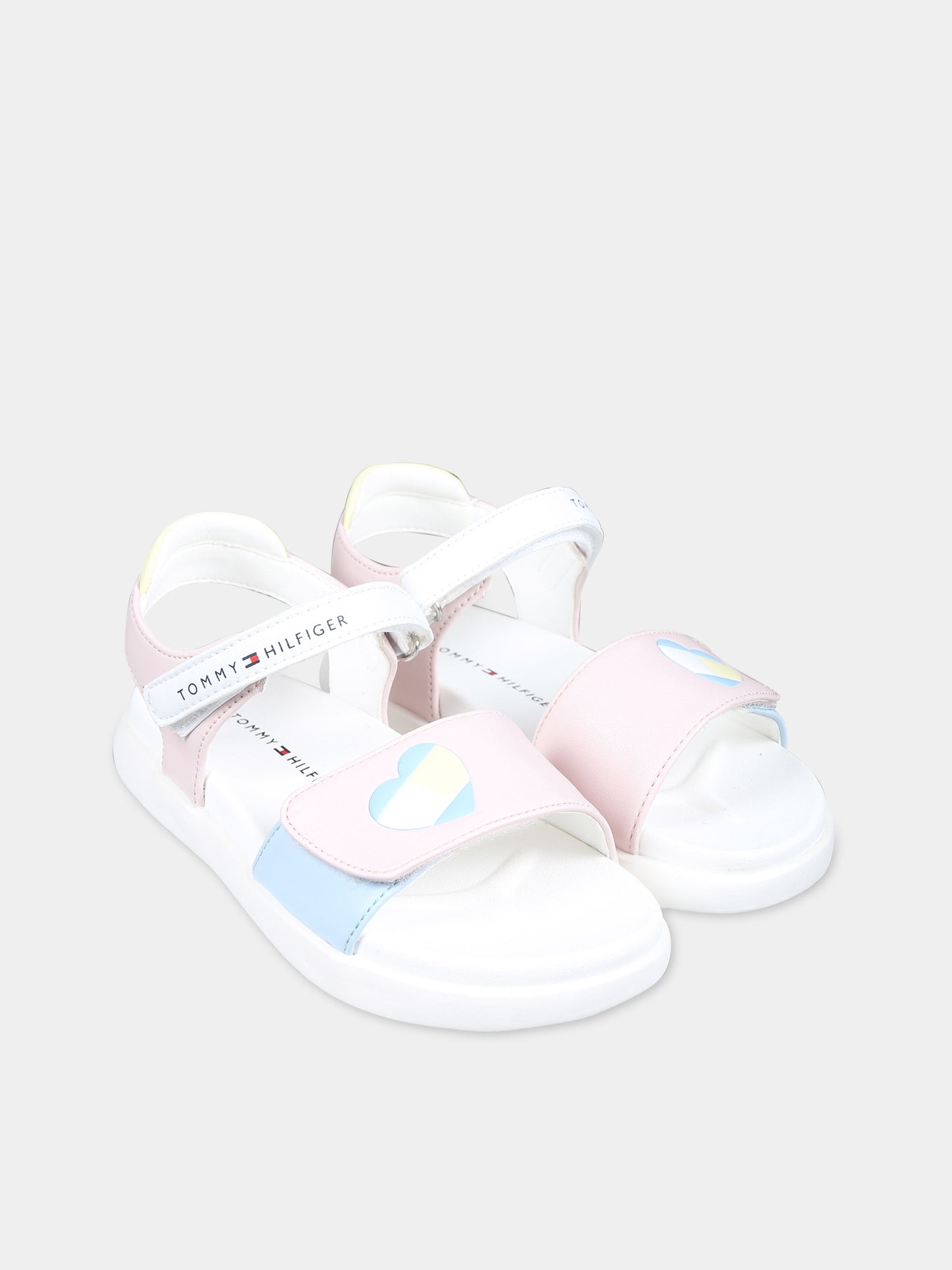 Sandali bianchi per bambina con logo e cuore,Tommy Hilfiger Junior,T1A2 33233 0326Y913