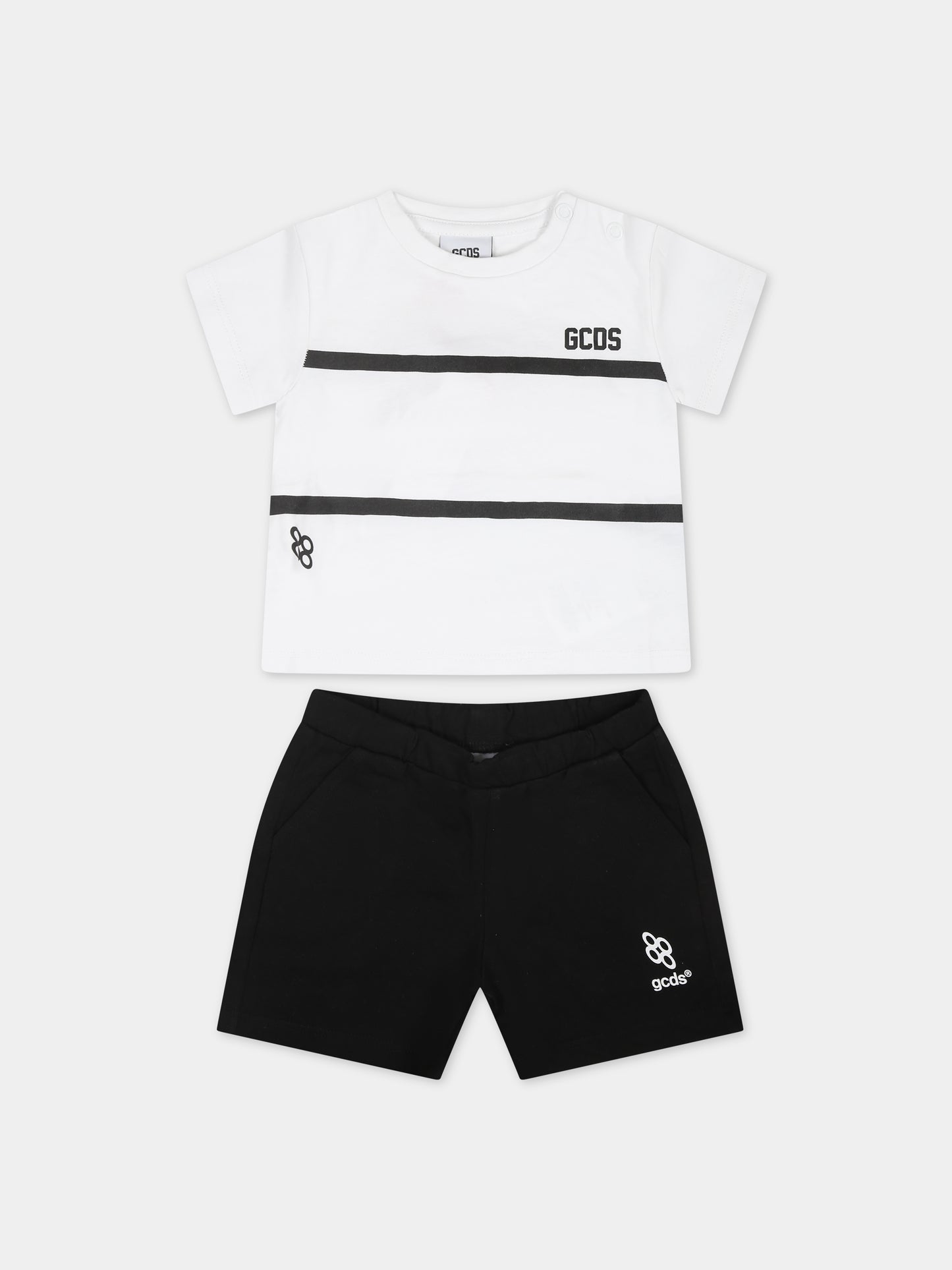 Completo sportivo bianco per neonati con logo,Gcds Kids,GUG008 LAA29 81076