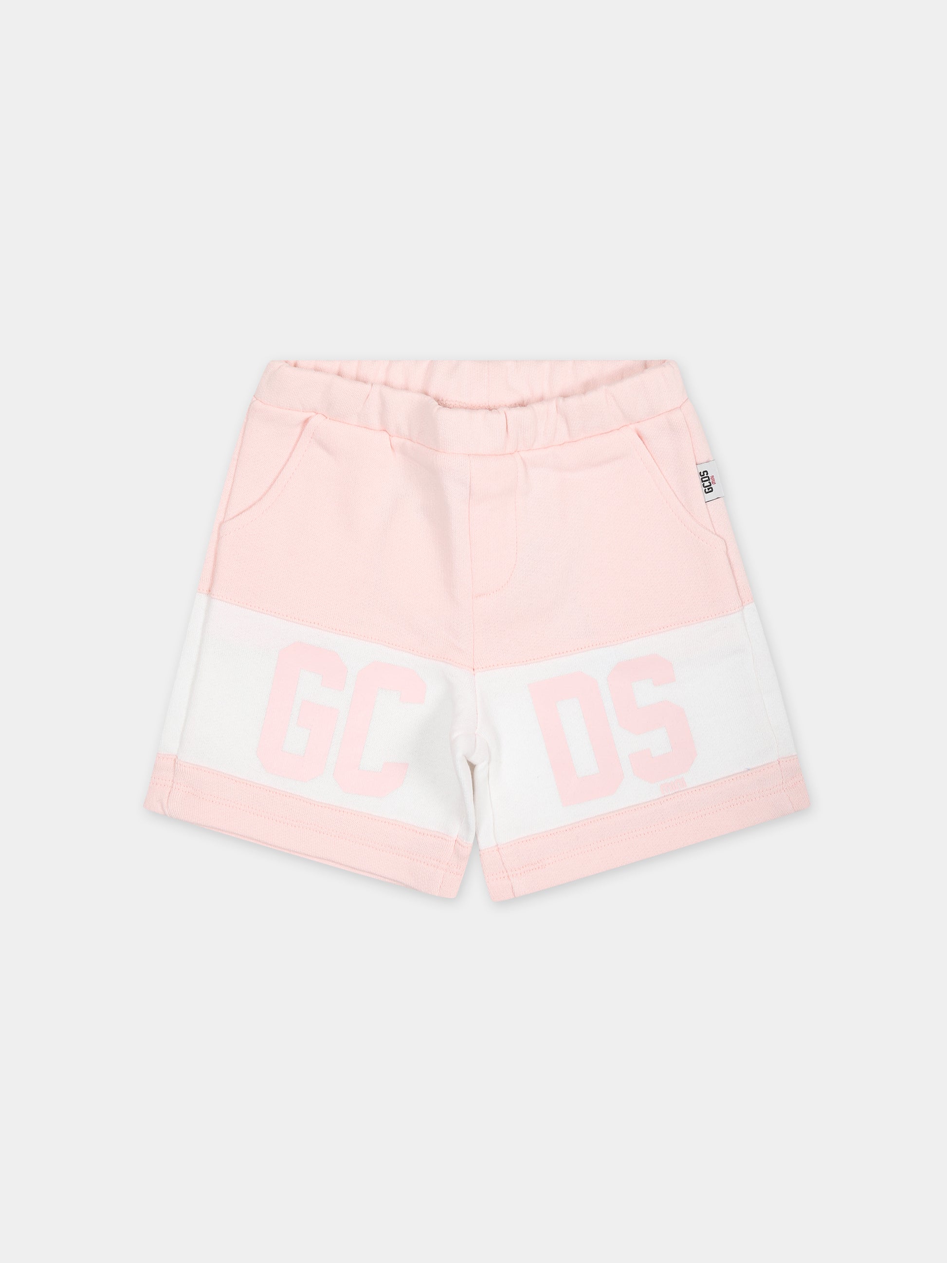 Shorts sportivi rosa  per neonati con logo,Gcds Kids,GMQ002 LCA33 52483