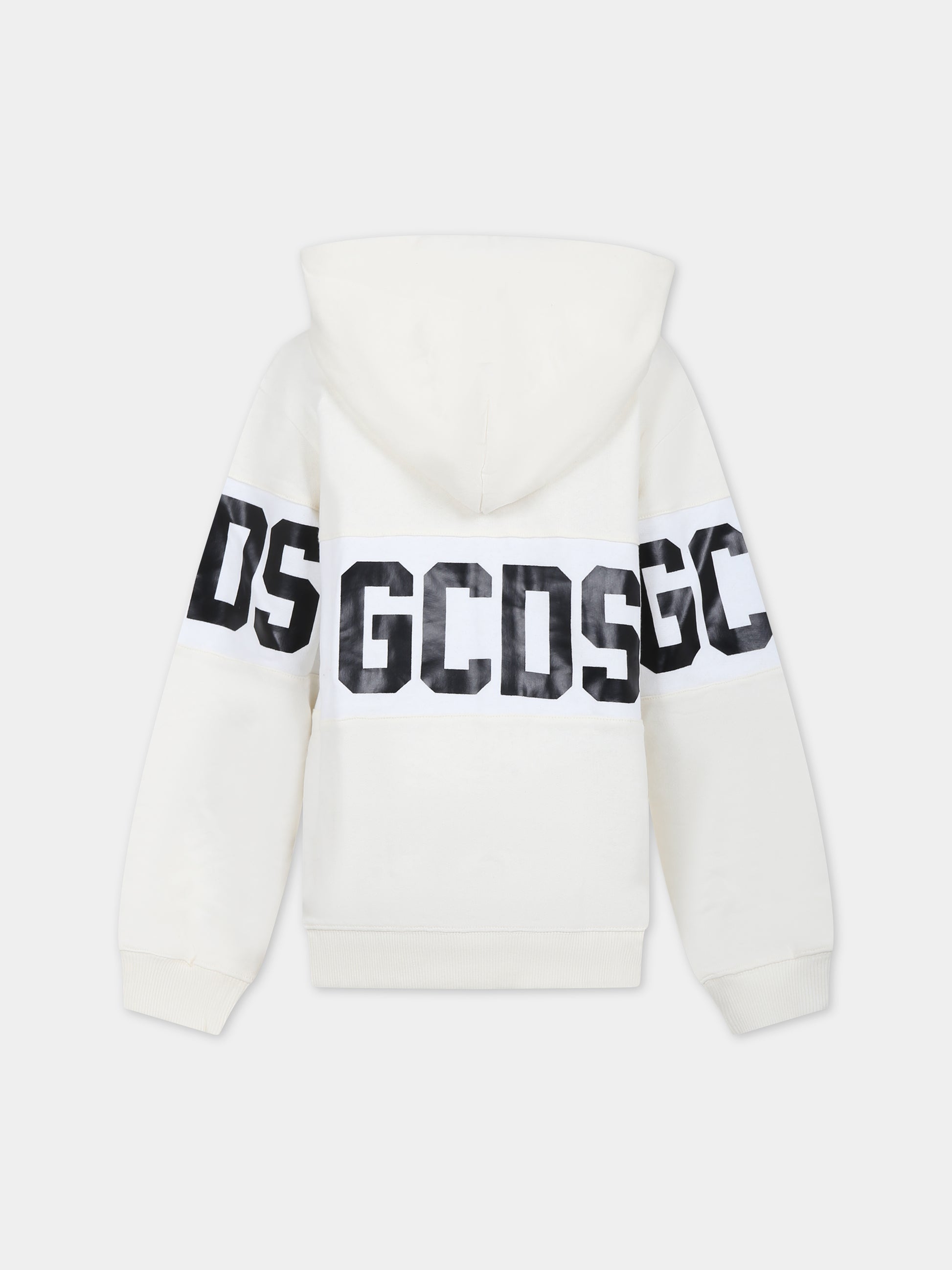 Felpa avorio per bambini con logo,Gcds Kids,DNF004 LCA33 10063