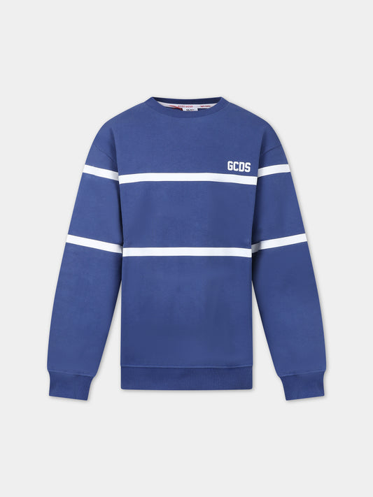 Felpa blu per bambini con logo bianco,Gcds Kids,DOF000 LCA52 40263