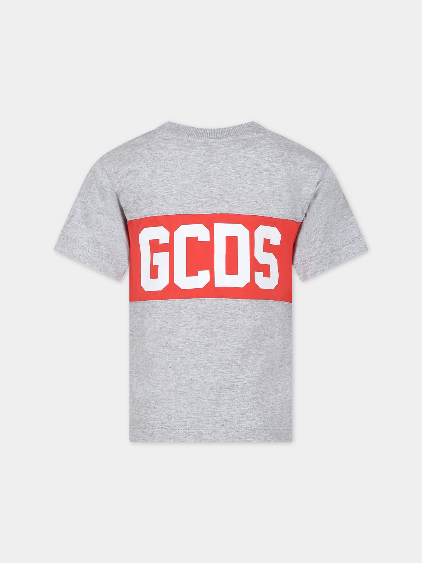 T-shirt grigia per bambini con logo,Gcds Kids,DNM005 LAA22 60926